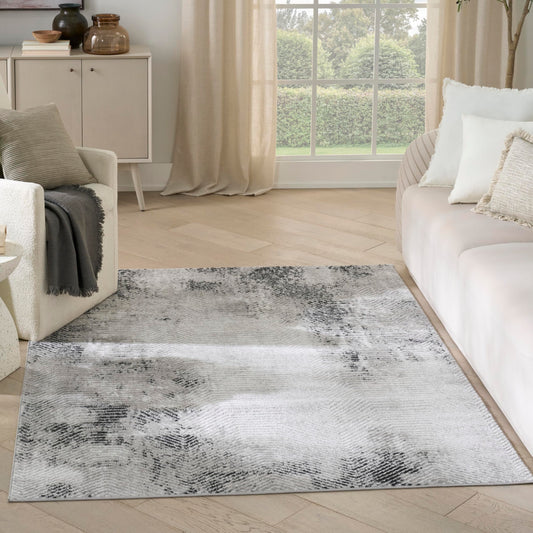 Nourison Home Dekor Grey Charcoal 5'3" x 7' Area Rug - Easy Clean, Non Shedding, Bed Room, Living Room, Dining Room, Kitchen (5' x 7')