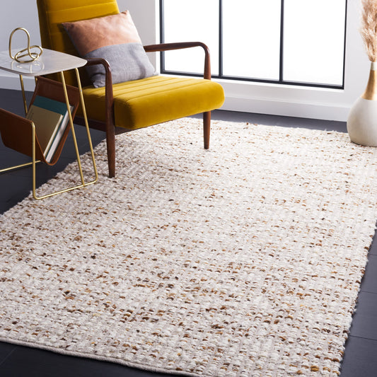 SAFAVIEH Area Rug 8x10 - Natura Collection - Large - Ivory & Beige, Handmade Flat Weave Wool & Jute, Ideal for Living Room, Bedroom, Dining Space (NAT331B)