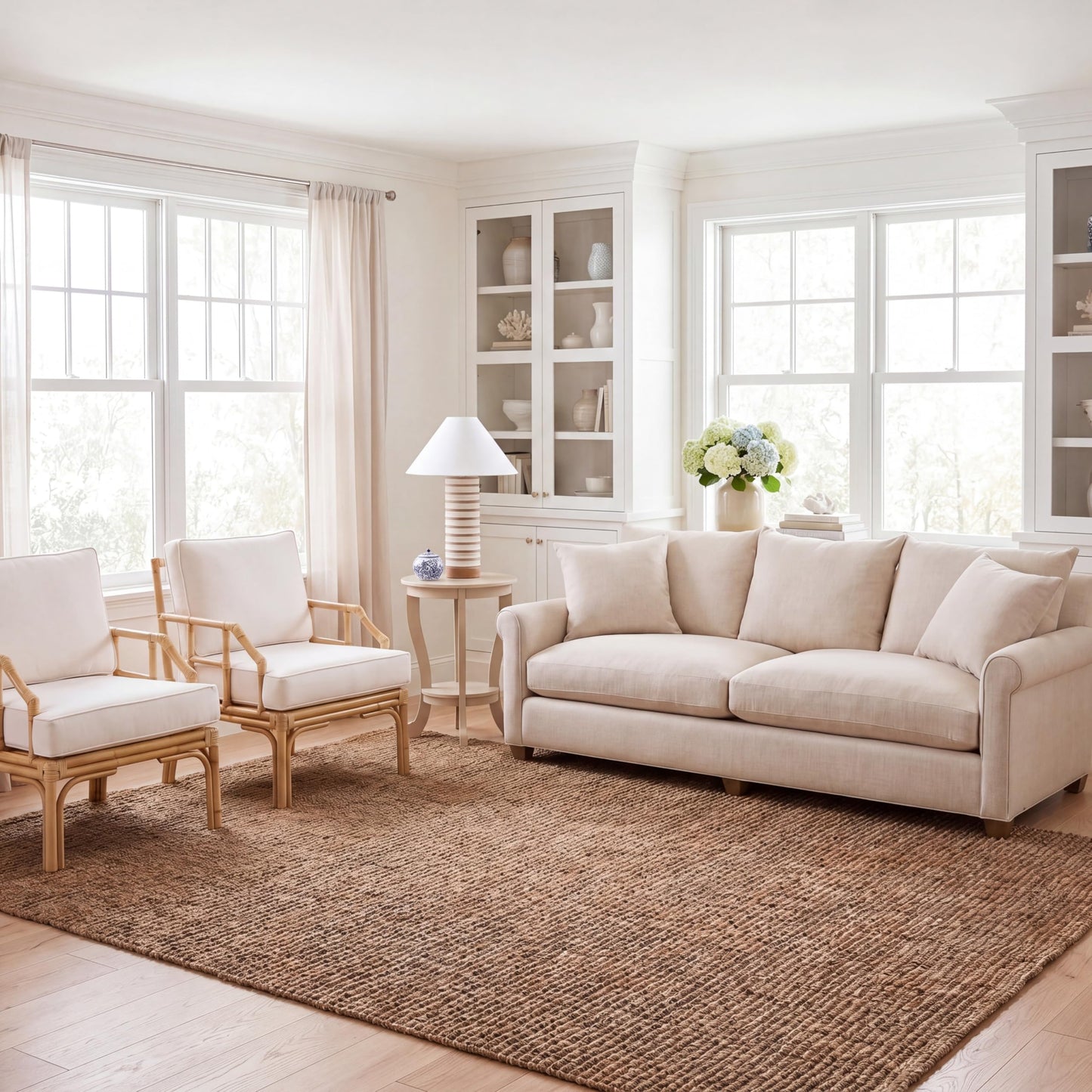 SAFAVIEH Area Rug 6x9 - Natural Fiber Collection - Natural Brown, Handmade Jute, Farmhouse Style, Chunky Textured Thick Pile (NF447A)