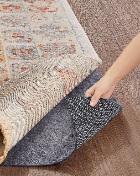 Veken Non Slip Cushioned Rug Pad Gripper 2 x 4 Ft, Felt and Silicone Backing, 1/8 inch Thick Carpet Liner for Hardwood Floors and Finishes, Under Area Rugs Anti Skid Mat, Keep Rugs Safe and in Place