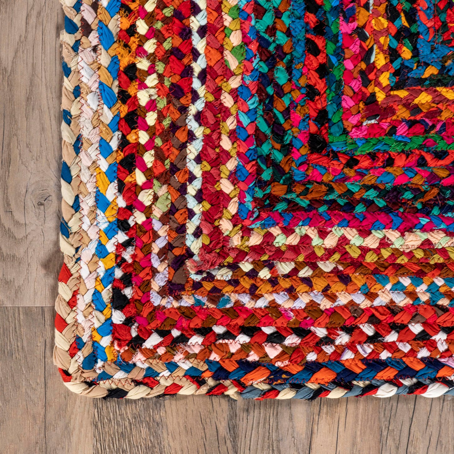 Nuloom Tammara Multicolor, 4' x 6', Hand Braided, Bohemian, Cotton, Soft and Cozy, High Traffic, Stain Resistant, Easy Clean, Durable Area Rug for Bedroom, Living Room, Dining, Den, Entryway