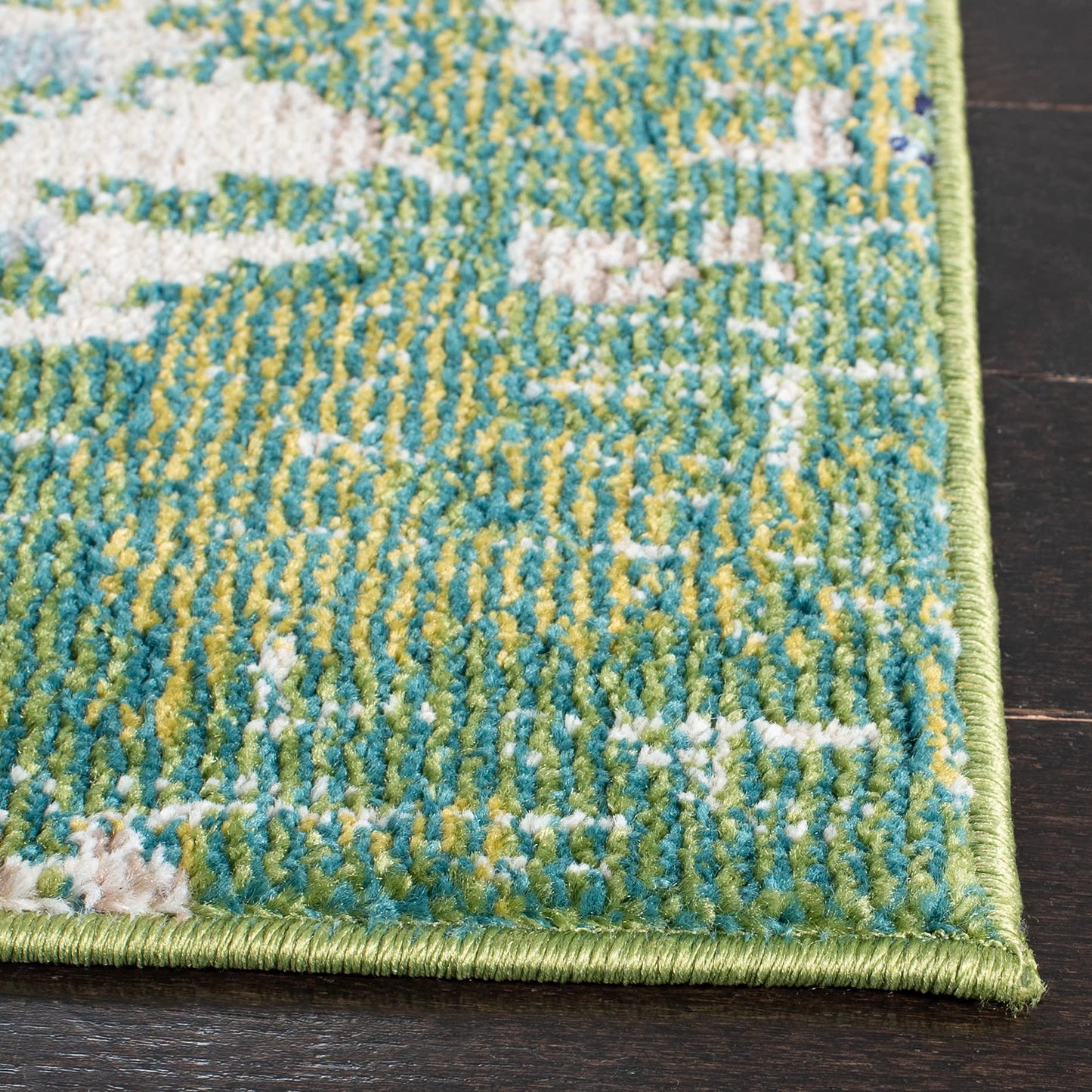 SAFAVIEH Madison Collection Accent Rug - 4' x 6', Green & Turquoise, Boho Abstract Distressed Design, Non-Shedding & Easy Care, Ideal for High Traffic Areas in Entryway, Living Room, Bedroom (MAD425Y)