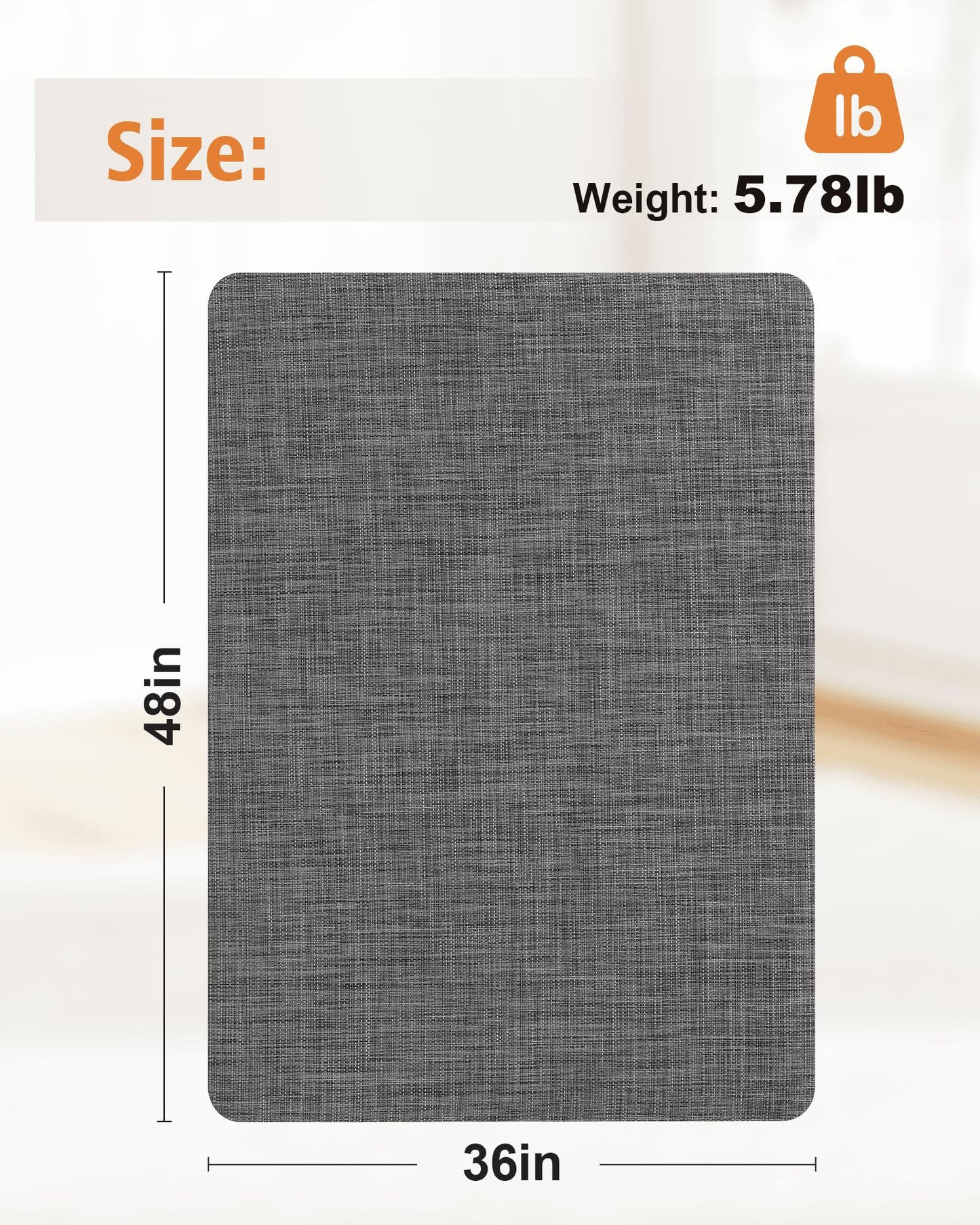 Carvapet Office Chair Mat for Hardwood Floor, 36x48 Inch Heavy Duty Floor Protector, Non Slip Desk Chair Mat for Rolling Computer Gaming Chairs, Easy to Clean Dark Grey