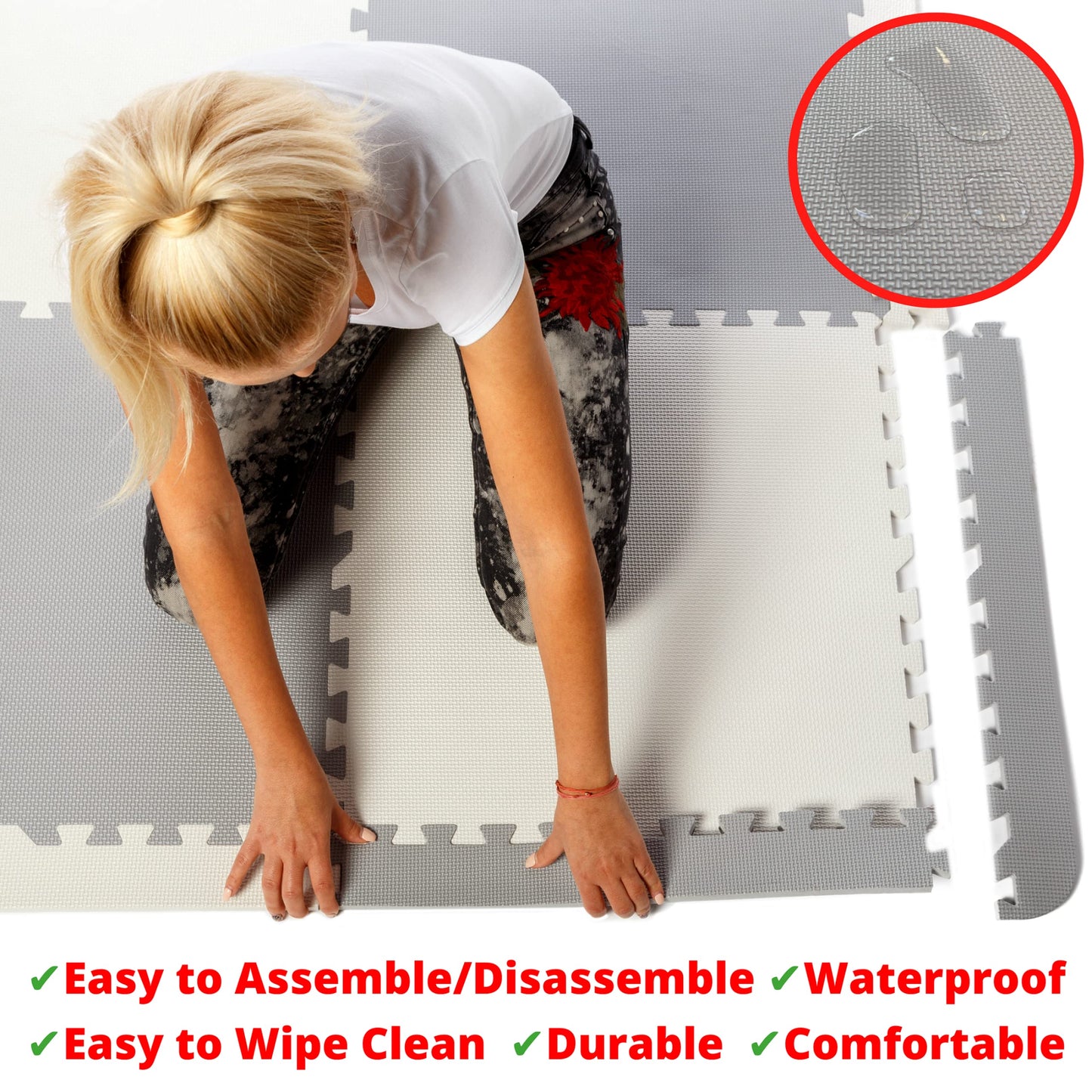Extra Large Baby Play Mat Tiles Thick Foam Non-Toxic Floor Puzzle Mat Interlocking Activity Playmat for Infants Toddlers Kids Crawling Tummy Time 74x74 Inches (Grey/White)