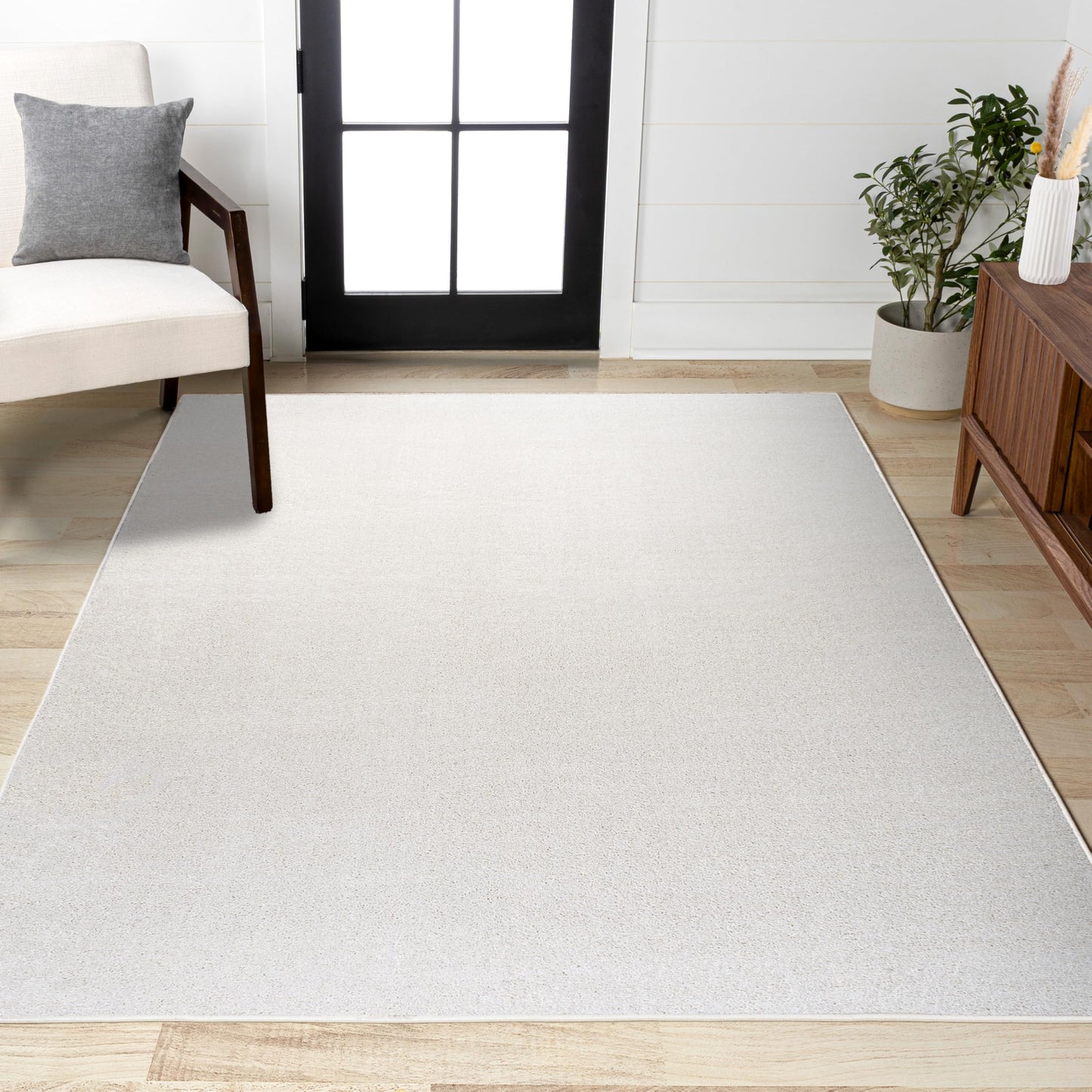 JONATHAN Y Haze Solid Low-Pile Cream Indoor Area Rug 3x5, Coastal,Bohemian,Minimalist,Classic, Easy-Cleaning for Living Room,Bedroom,Kitchen,Pet Friendly,Non-Shedding (SEU100T-3)