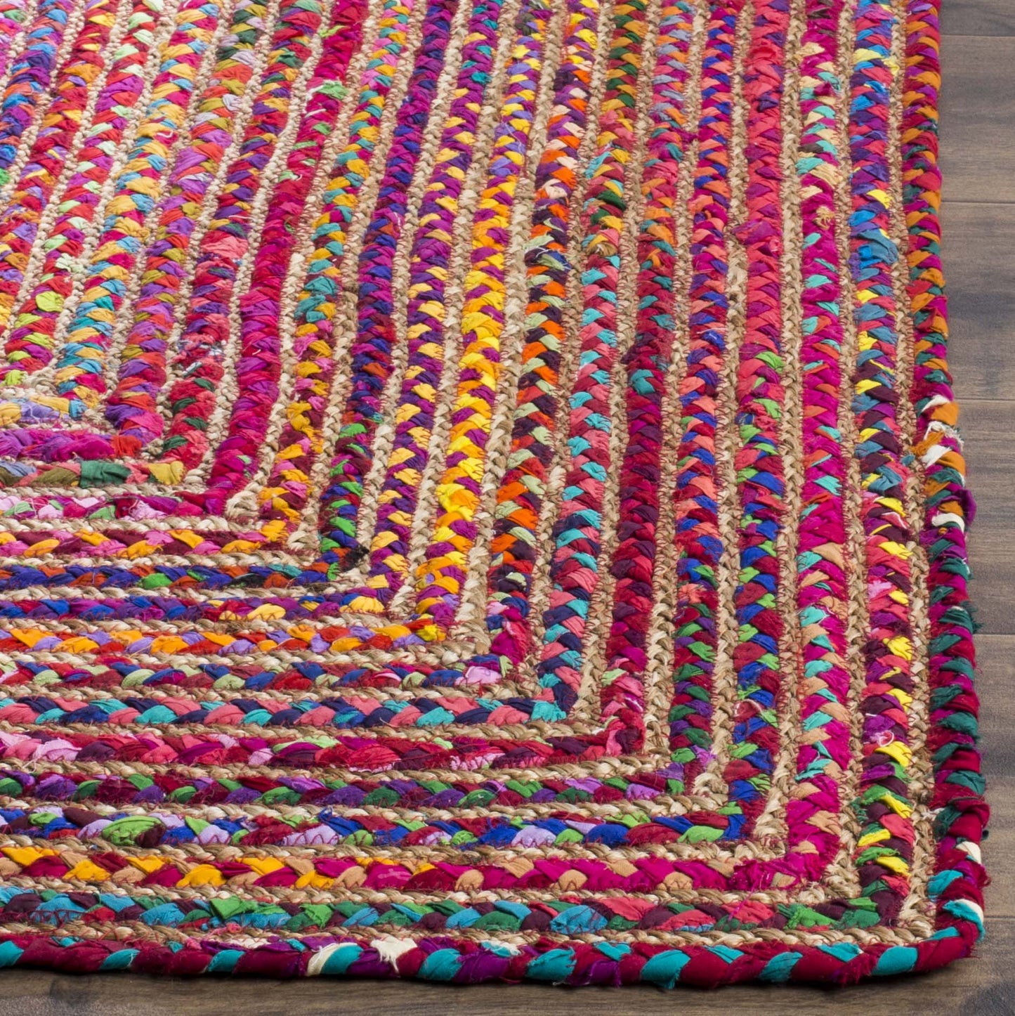 SAFAVIEH Area Rug 3x5 - Cape Cod Collection - Red & Multi, Handmade Jute & Cotton, Woven Braided Design (CAP202A)