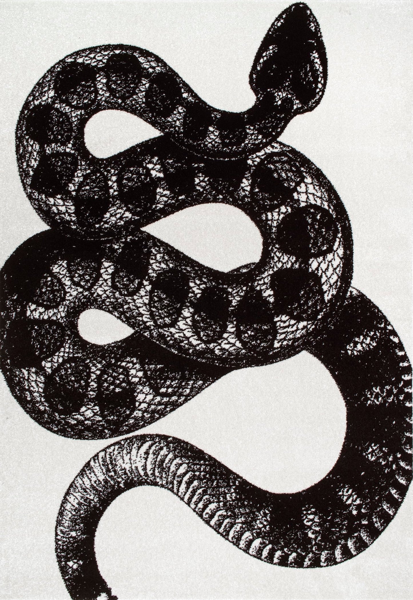 nuLOOM 5x8 Thomas Paul Serpent Area Rug, Black & Off White, Snake Design, Non-Slip Backing, Stain Resistant, For Bedroom, Dining Room, Living Room, Hallway, Office, Kitchen, Entryway