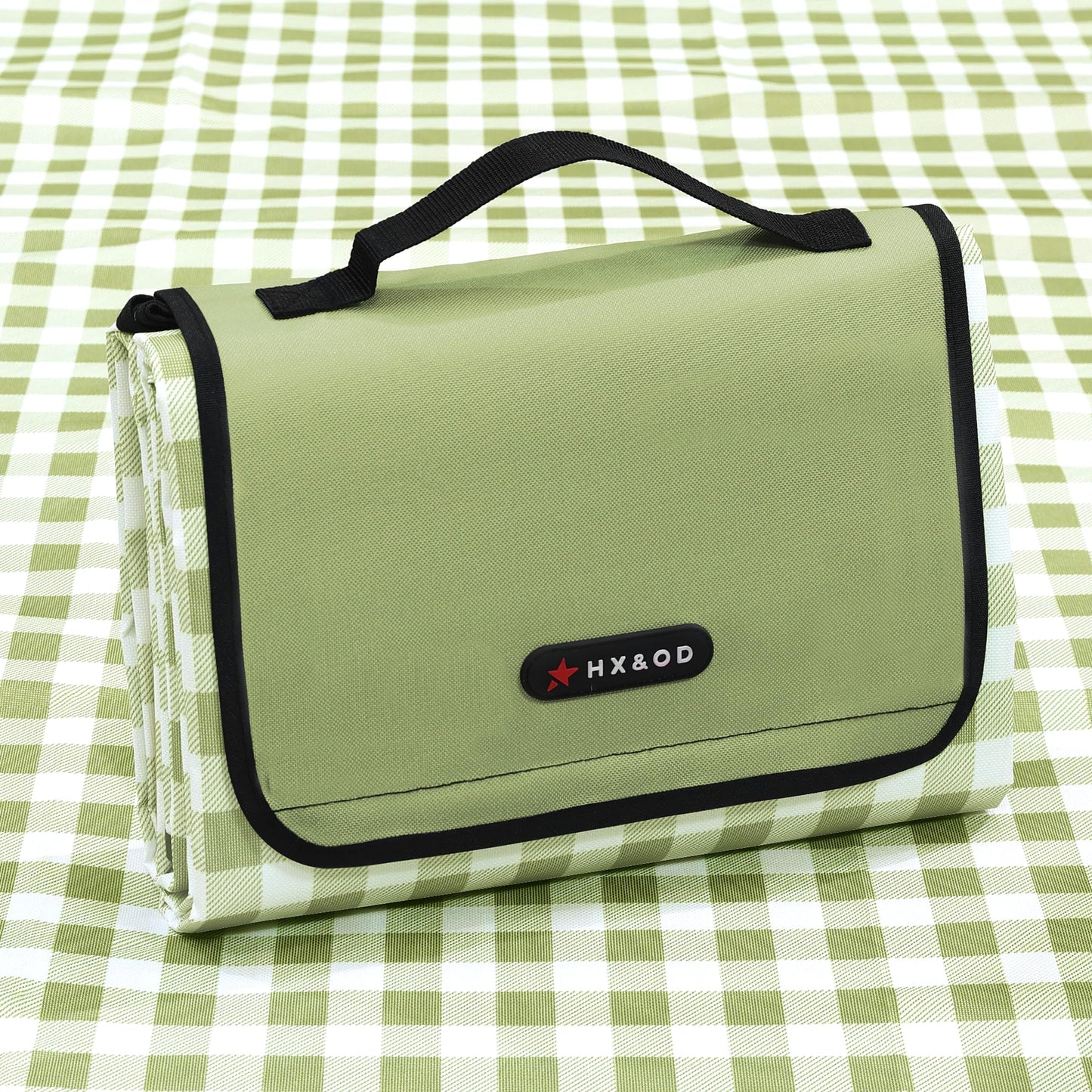 HX&OD Picnic Blanket Outdoor Extra Large Picnic Mat 80"X60" Camping Blanket Beach Blanket Foldable Waterproof Sand Mat Hiking Travel Family Concerts(Green)
