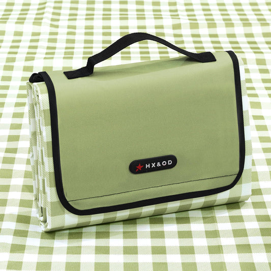 HX&OD Picnic Blanket Outdoor Extra Large Picnic Mat 80"X60" Camping Blanket Beach Blanket Foldable Waterproof Sand Mat Hiking Travel Family Concerts(Green)