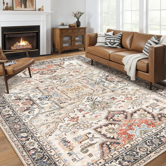 homewill 8x10 Area Rugs for Living Room - Large Carpet Ultra Thin Soft Washable Oriental Vintage Floral Distressed Big Indoor Carpets for Bedroom Nursery Dorm Home Decor Aesthetic - Multi
