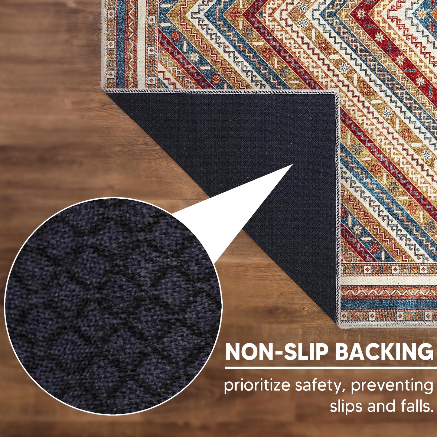 Keen Home Design 5x7 Rug - Machine Washable Area Rug with Non-Slip Backing, Ideal for Living Room, Dining Room, Bedroom - Vintage, Easy Clean, Durable, Low Pile Rug - (5' x 7')