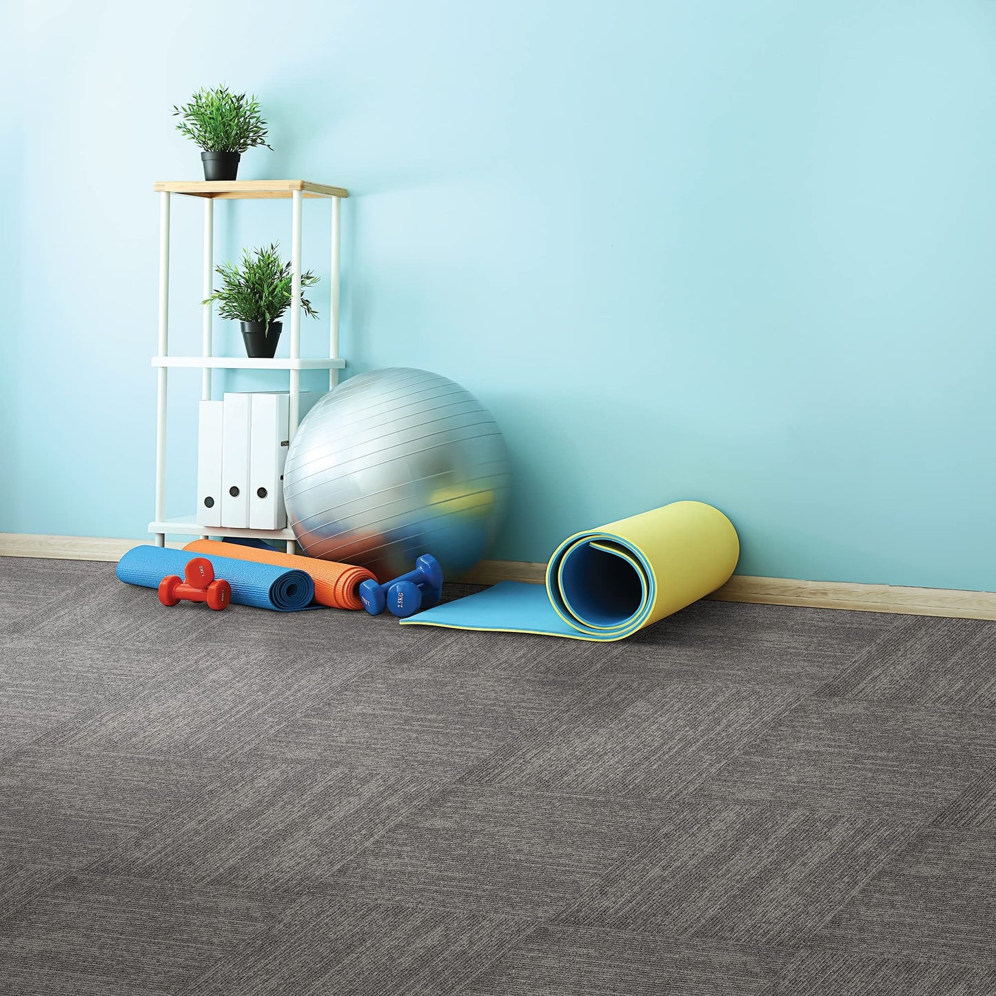 Mohawk Elite 24" x 24" Berber (Loop pile), 0.08" Pile Height, Carpet Tile, Nylon Fiber, Dappled Steel Color, (24 Tiles), (96 sqft/carton)