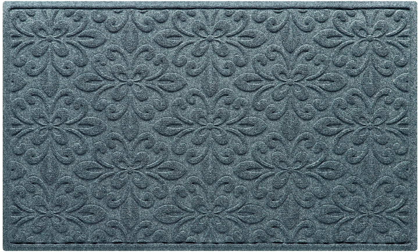 WaterHog Phoenix Front Door Mat Indoor Outdoor Entrance, Absorbent All-Weather Doormat with Non-Slip Rubber Backing, Dirt & Moisture Trapper, Low Profile, Easy Clean, Made in USA, 35.5"x59" Bluestone