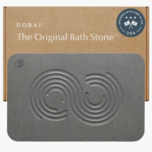 Dorai Home Stone Bath Mat - Premium Diatomaceous Earth Bath Floor Mats with Non-Slip Base, Fast-Drying Modern Shower Mat for Bathroom | Zen Slate - 23.6"x15.4"