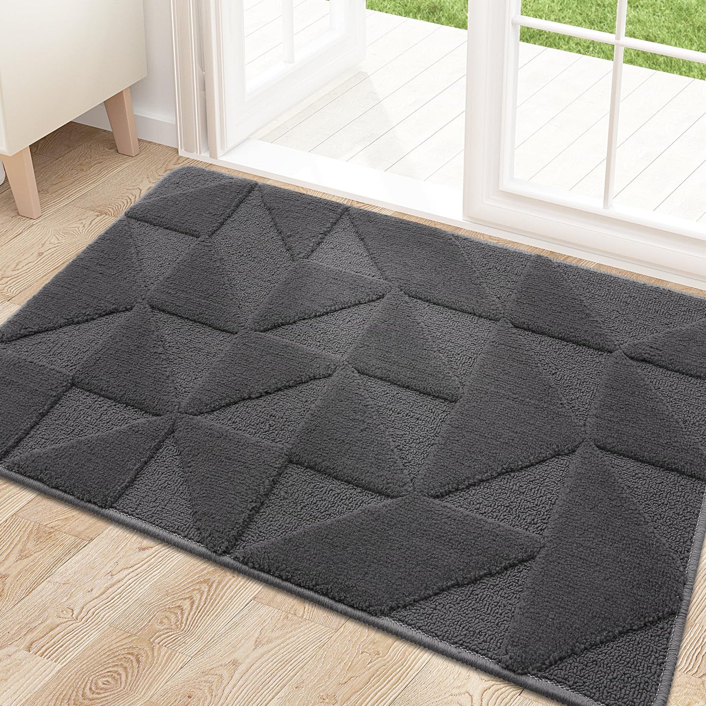 OLANLY Door Mats Indoor, Non-Slip, Absorbent, Dirt Resist, Entrance Washable Mat, Low-Profile Inside Entry Doormat for Entryway (30x17 inches, Dark Grey)