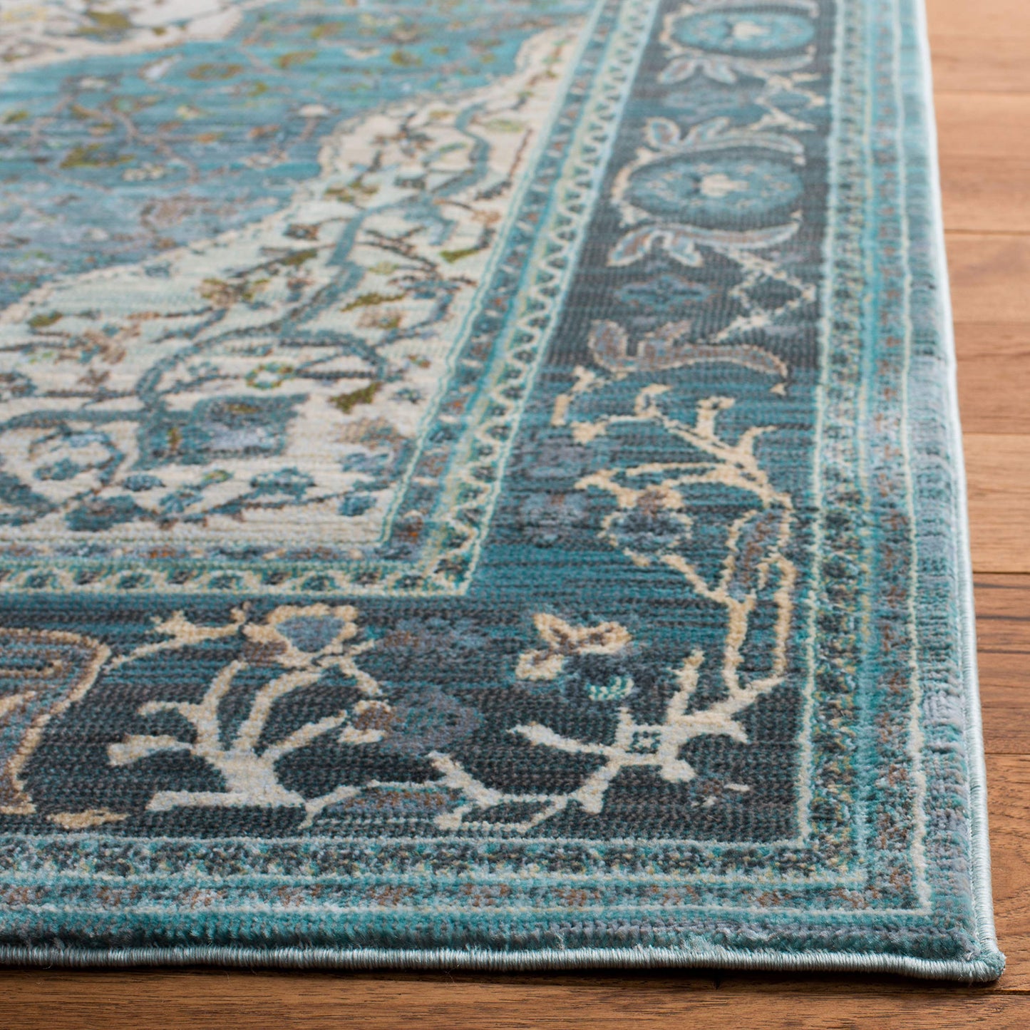 SAFAVIEH Luxor Collection Area Rug - 5'3" x 7'7", Turquoise & Beige, Handmade Boho Chic Oriental, Ideal for High Traffic Areas in Living Room, Bedroom (LUX342K)