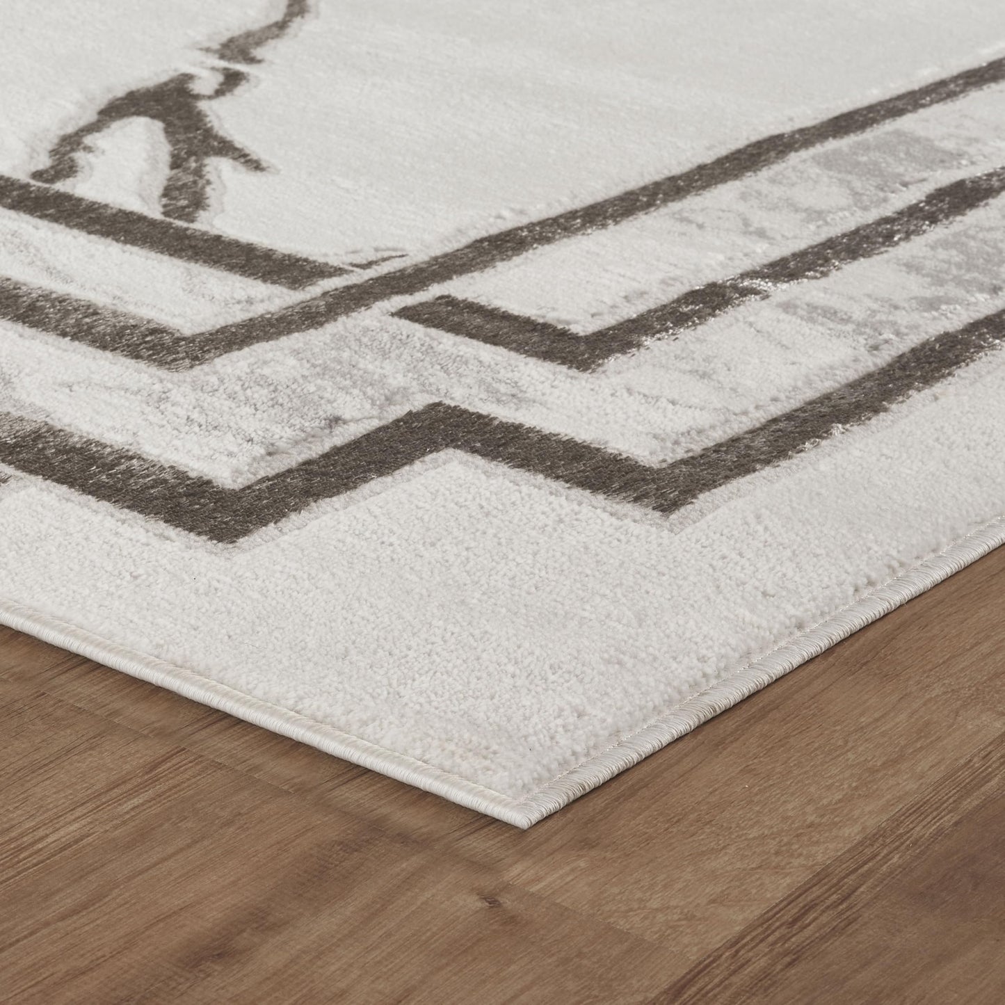 GLORY RUGS Area Rugs Marble 5x7 Cream Silver Border Carpet Elegant Modern Abstract Rug Living Room Dining Bedroom Rug