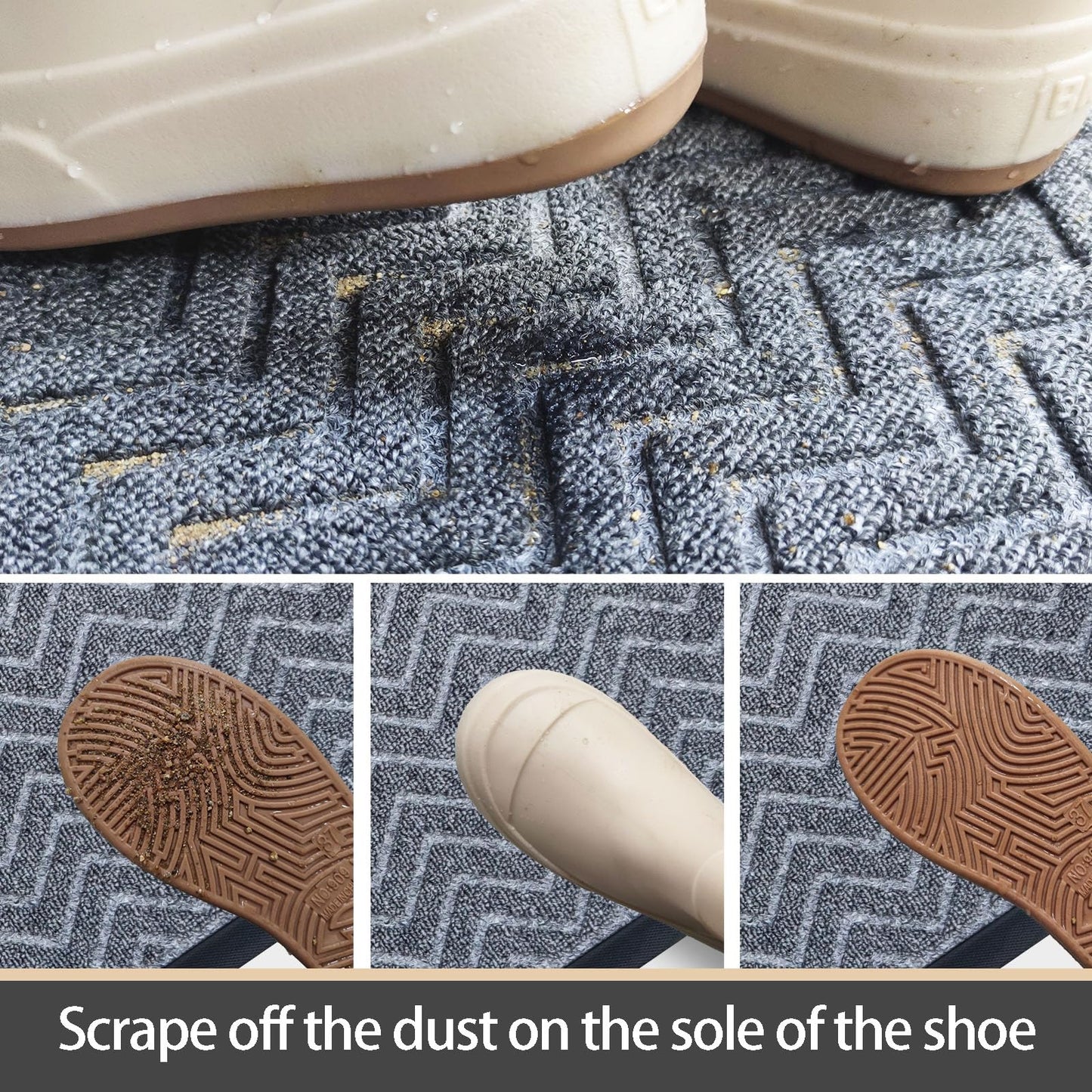 Fylyz Door Mat for Outdoor Indoor Entrance, Entry Mat Skidproof and Waterproof, Front Door Mats with Durable Non-Slip Backing. Dark Grey, 24"x36"