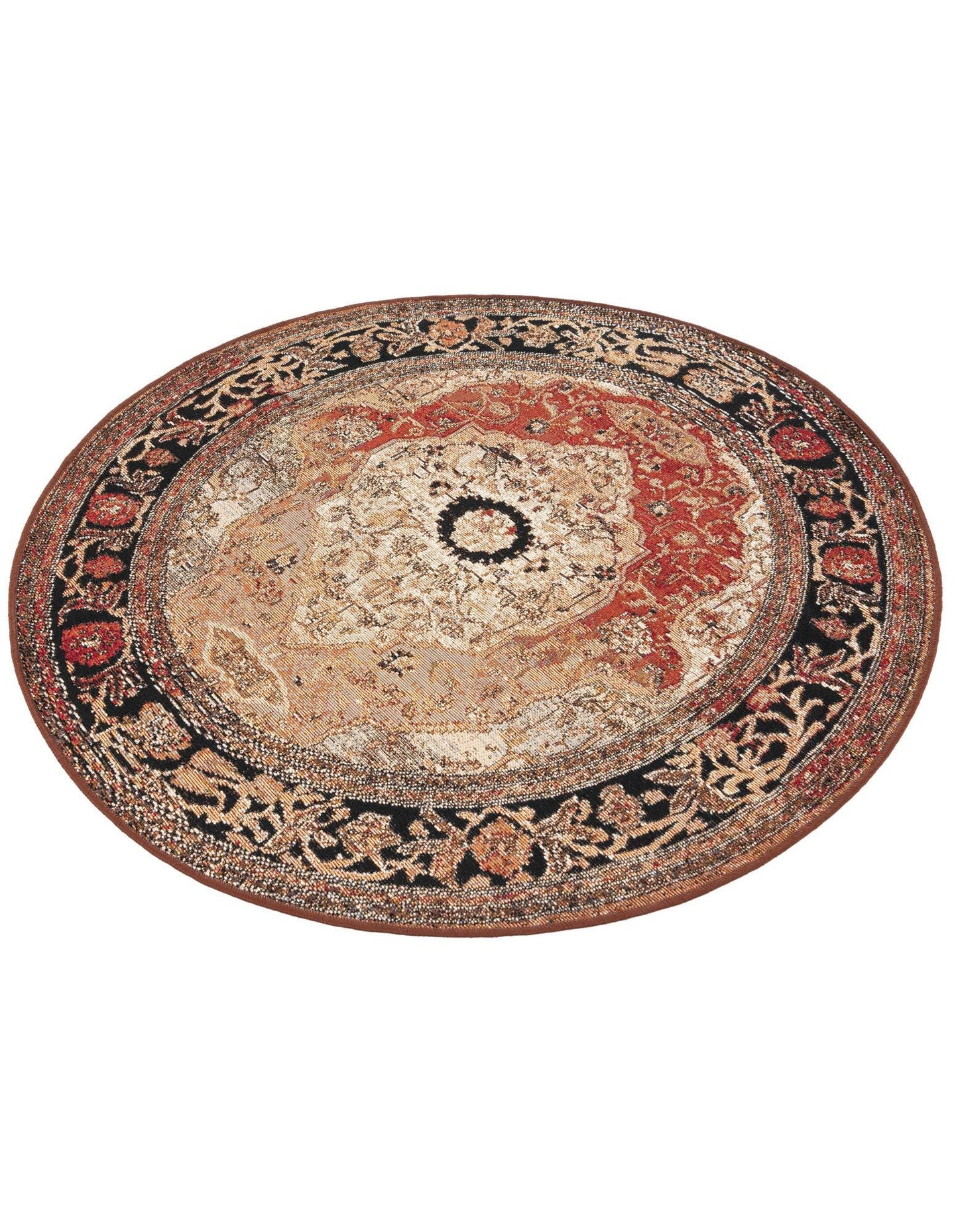 Rugs.com - Outdoor Traditional Rug – 4 Ft Round Multi Indoor/Outdoor Rug – Weather-Resistant Flatweave for Patios, Decks, and Porches