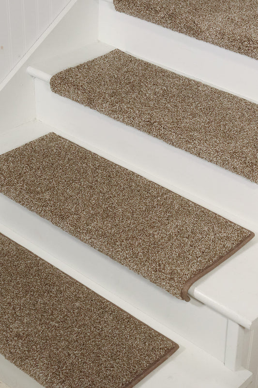 Oak Valley Designs™ Rounded Bullnose Carpet Stair Treads - Anti Slip Indoor Stair Mats for Wooden Stairs, Style: Stoney Brook, Dove 27" W X 9.75" D (Set of 14)