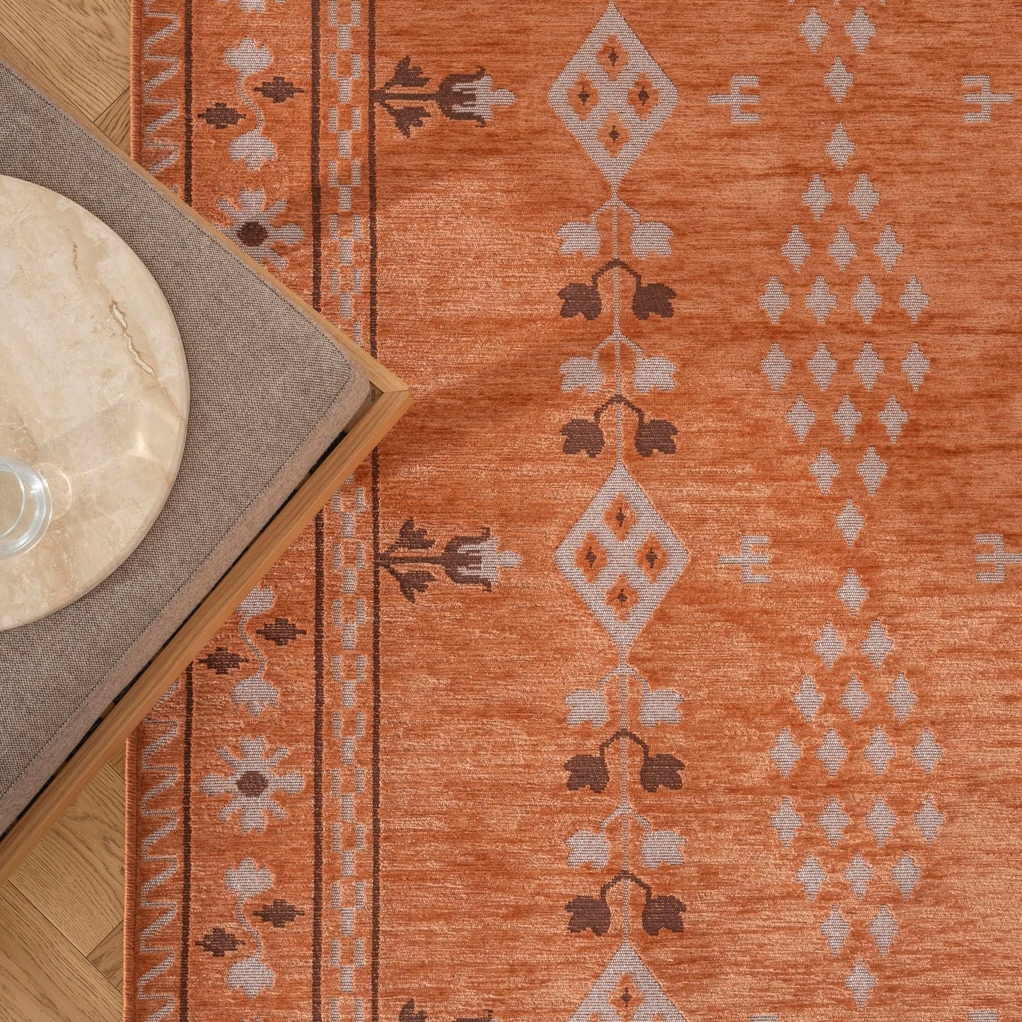 Revival Rugs Garland 8'x10' Washable Area Rug for Living Room Bedroom Dining Room - Oeko-TEX Certified, Peach
