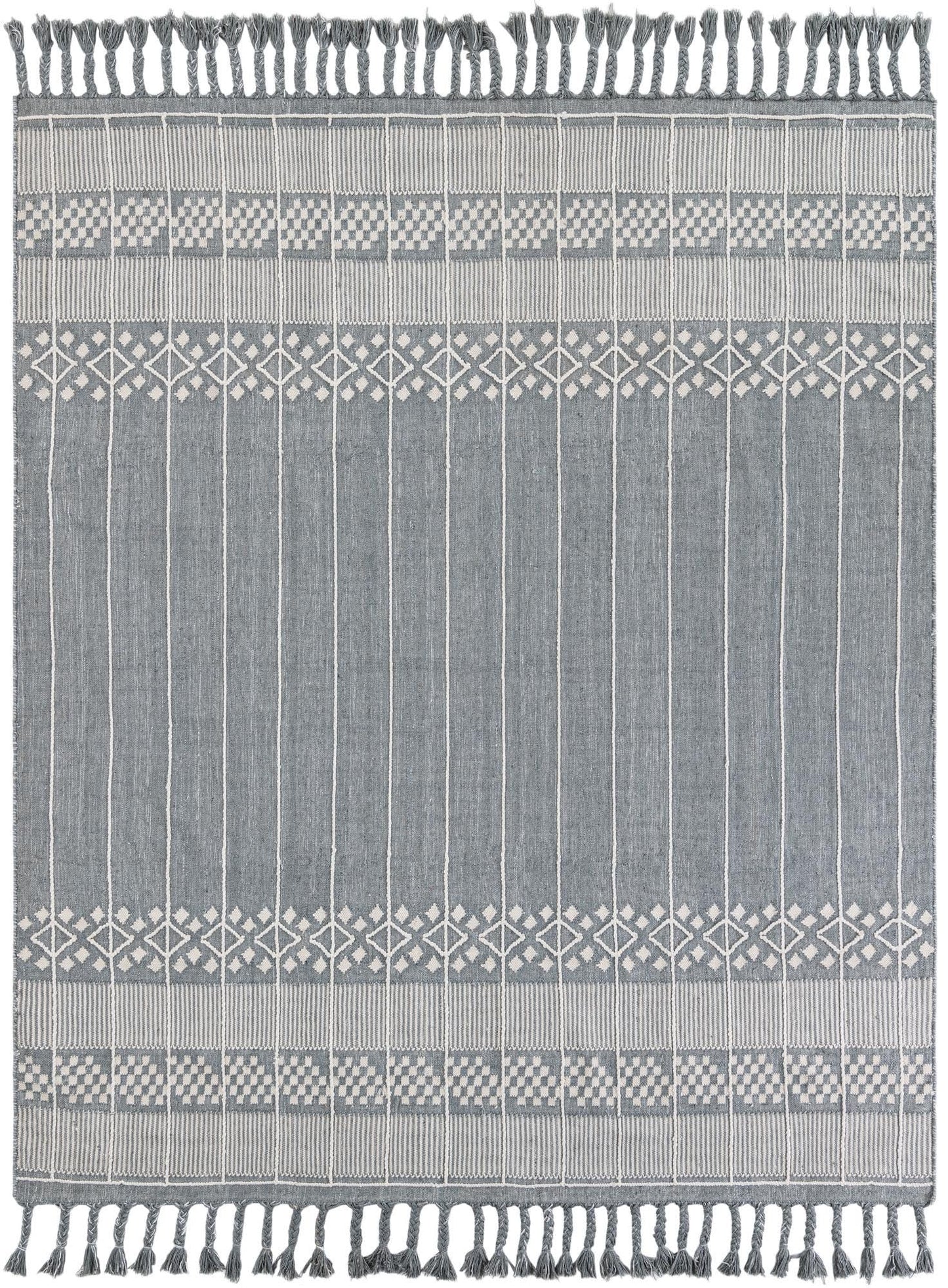 Rugs.com - Eco Bohemian Indoor Outdoor Rug – 7' 10 x 10' Cool Gray Washable Indoor/Outdoor Rug – Eco-Friendly Recycled Material, Perfect for Patios, Decks, and High-Traffic Areas