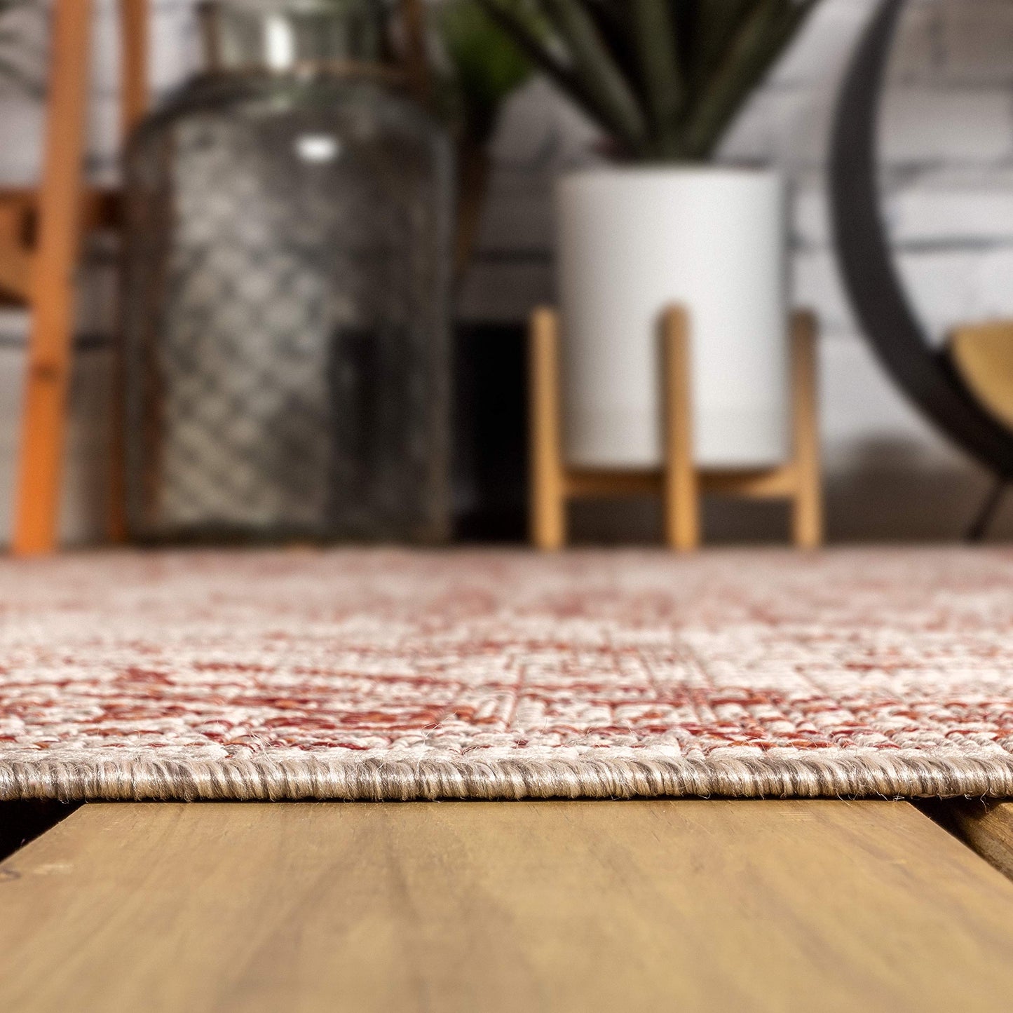 JONATHAN Y Boho Medallion Indoor Outdoor Area Rug 9X12 Red/Taupe, Rozetta Textured Weave for Backyard, Patio, Porch, Easy-Cleaning, High Traffic, Pet-Friendly, Non-Shedding (SMB102A-9)