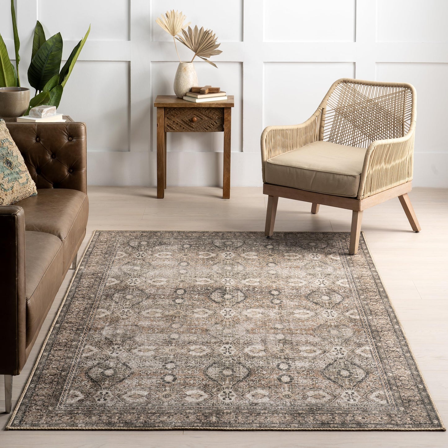 Nuloom Hillstone Collection Aether Brown/Rust, 7'10" x 10', Vintage Medallion, Soft and Cozy, High Traffic, Stain Resistant, Easy Clean, Durable Area Rug for Bedroom, Living Room, Dining, Foyer