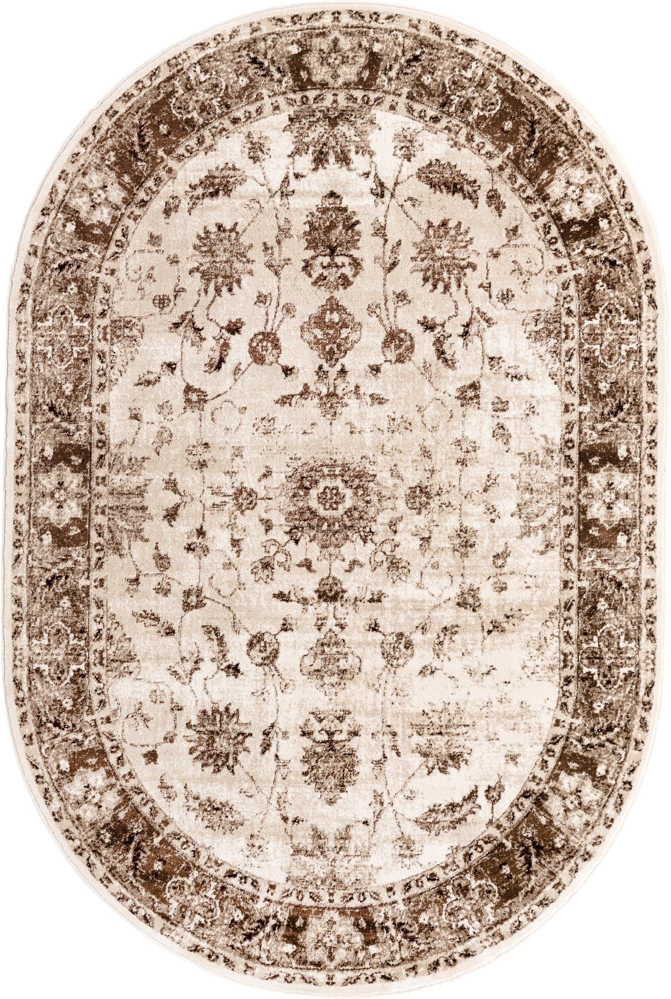 Unique Loom Rushmore Collection Area Rug - Lincoln (6' x 9' Oval, Cream/ Beige)