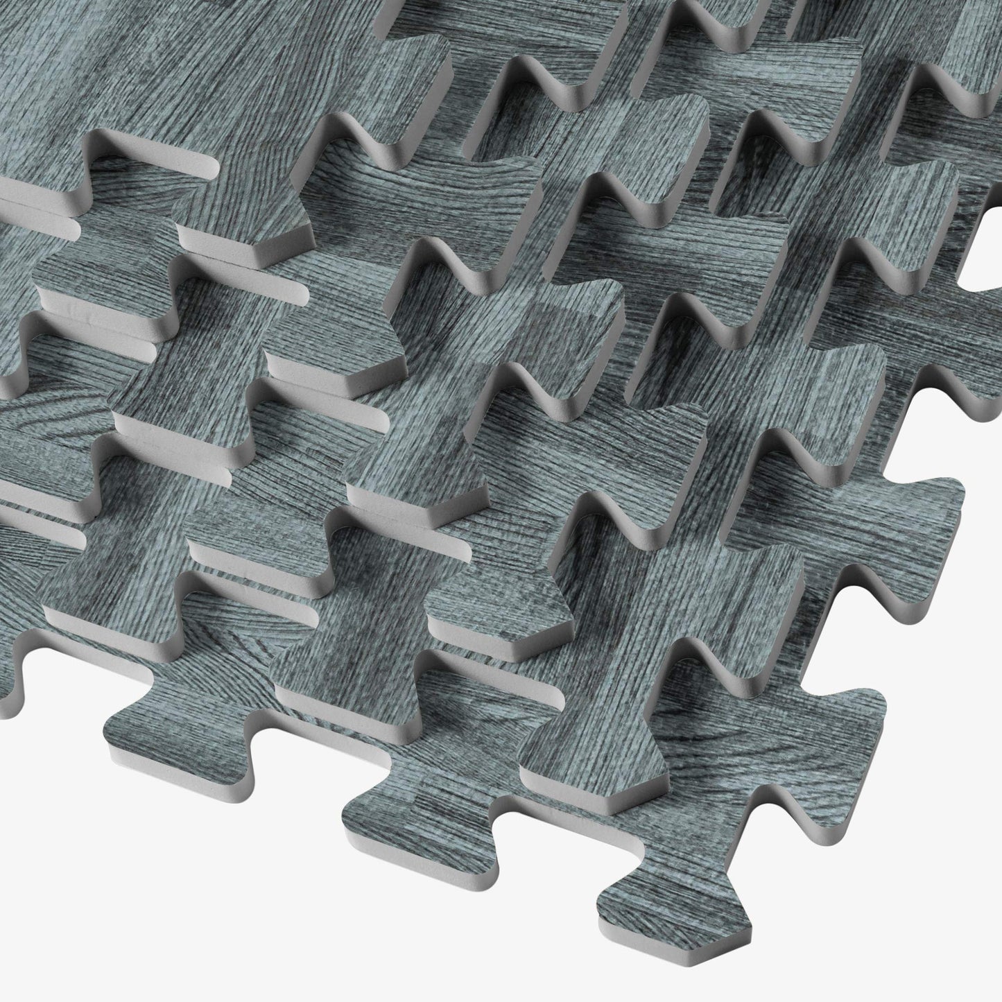 Forest Floor 5/8 Inch Thick Printed Foam Tiles, Premium Wood Grain Interlocking Foam Floor Mats, Anti-Fatigue Flooring, Slate, 16 Sq Ft