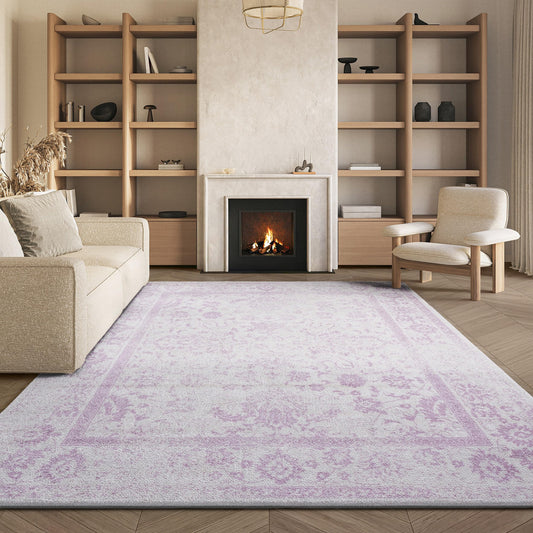 SAFAVIEH Area Rug 8x10 - Adirondack Collection - Large - Ivory & Lavender, Distressed Vintage Floral Design, Non-Shedding & Easy to Clean, Ideal for Living Room, Bedroom, Dining Space (ADR109U)