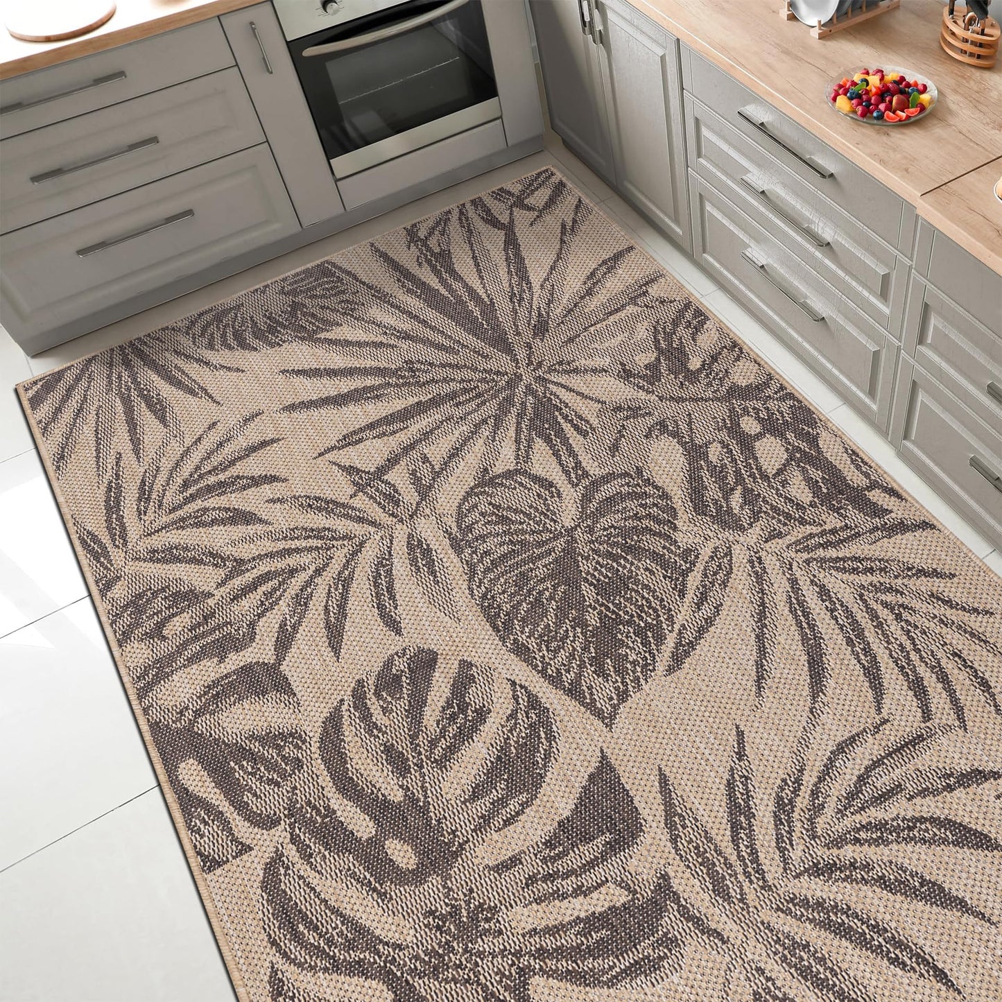 Keen Home Design Terrace Outdoor Area Rug - 5x8 Washable Indoor/Outdoor Rug for Patio, Kitchen, Balcony, Beach, Garden, Deck and Porch, Size: 5'3"x7'7"