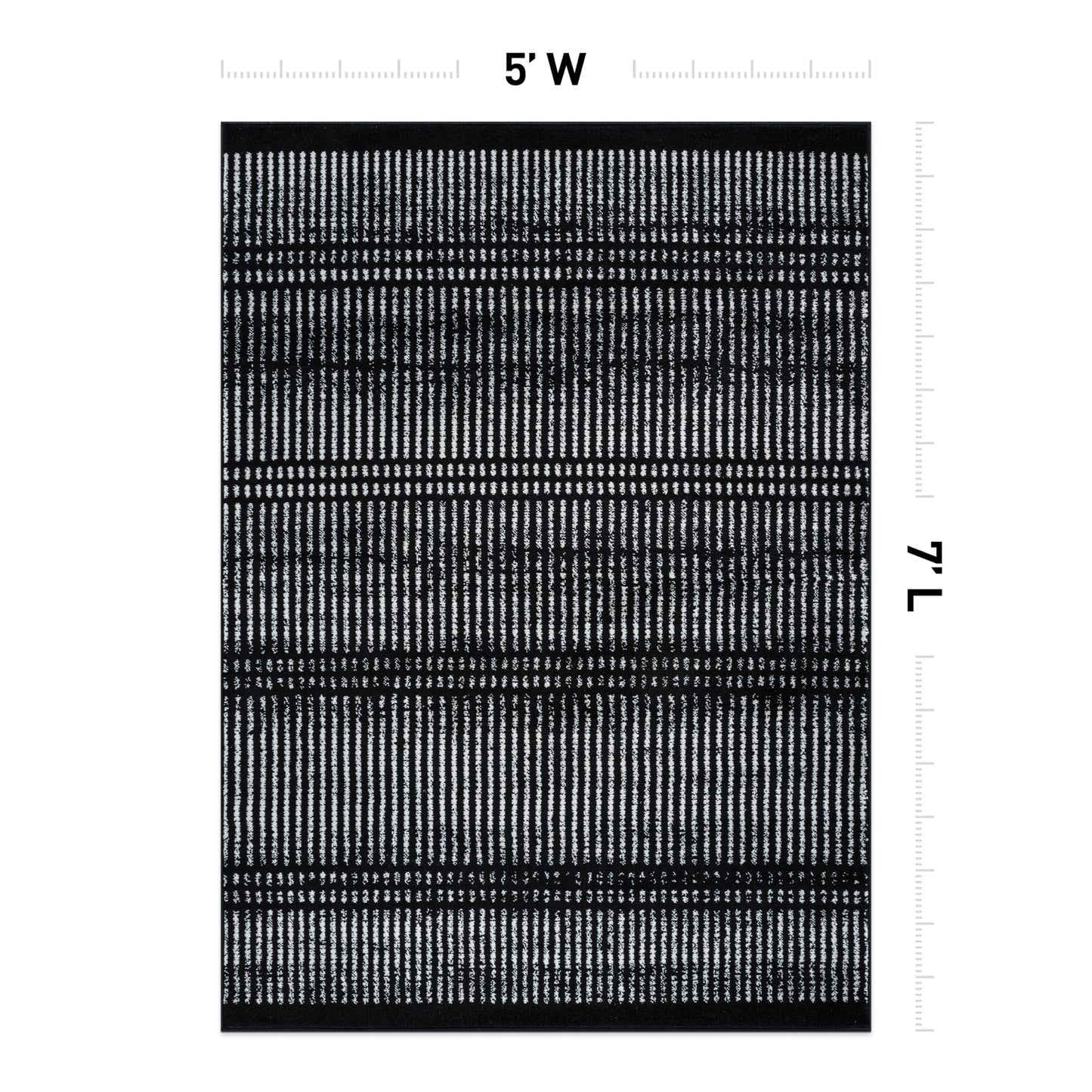 Rugshop Contemporary Stripe Lines High Traffic Living Room,Bedroom,Kitchen, Home Office Area Rug 5' x 7' Black