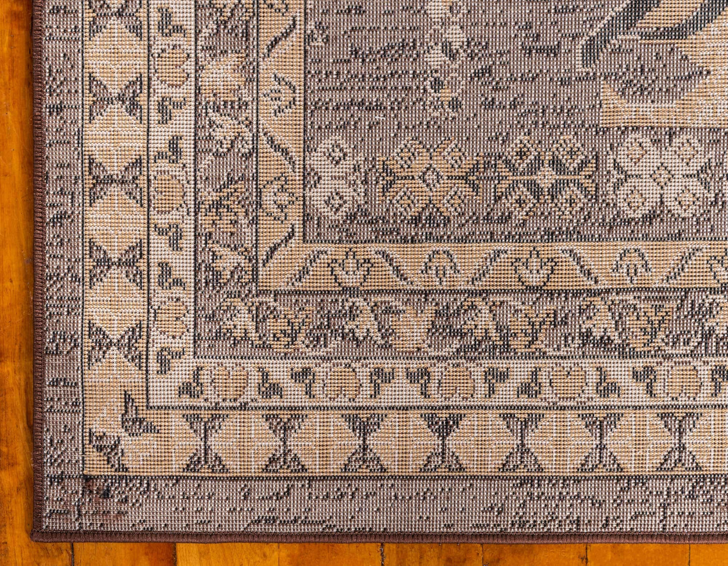 Unique Loom Taftan Collection Border Geometric Tribal Inspired Design Area Rug (2' 2 x 8' 2 Runner, Brown/ Tan)