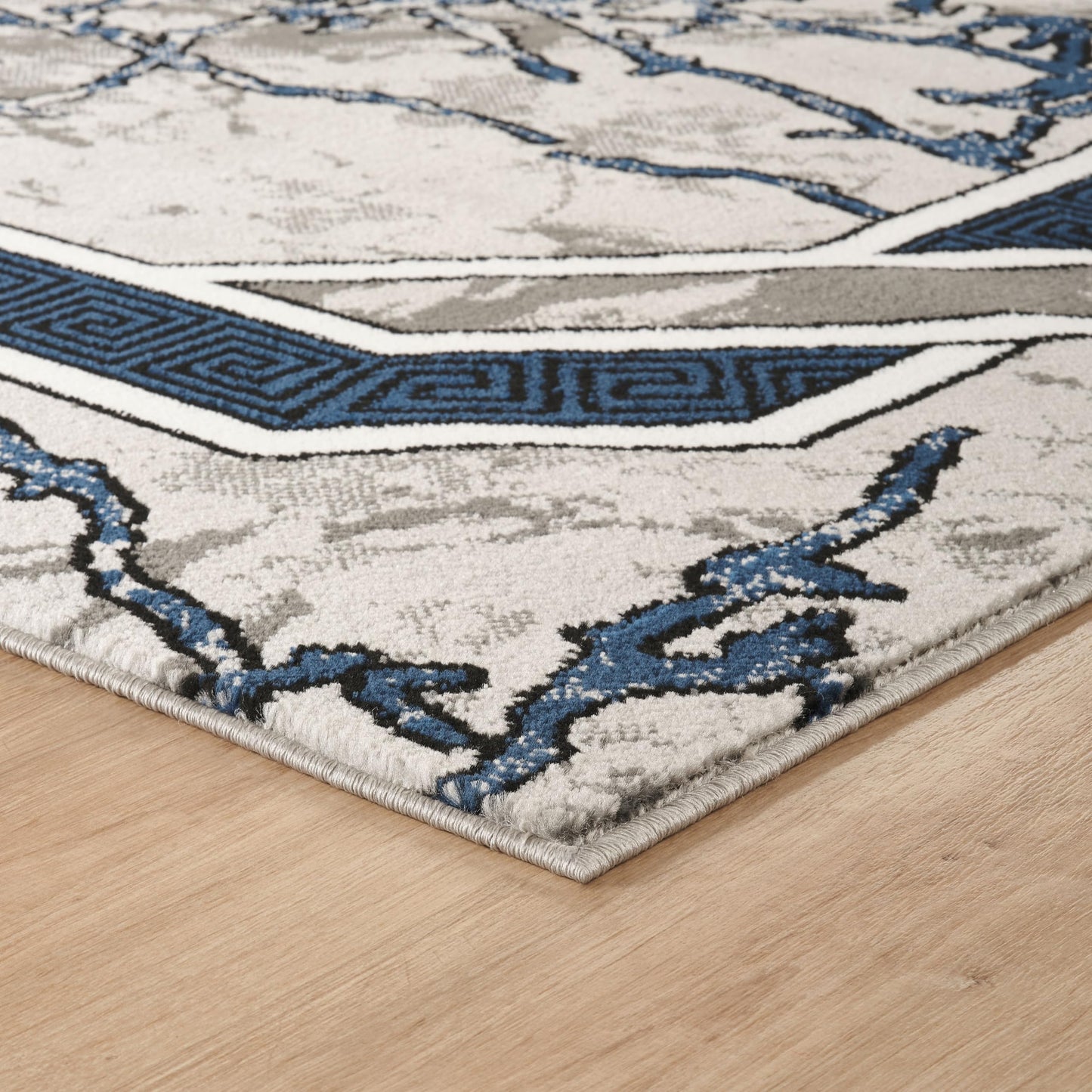 GLORY RUGS Area Rug Modern 8x10 Navy Grey White Black Soft Contemporary Floor Carpet with Premium Fluffy Texture for Indoor Living Dining Room and Bedroom Area