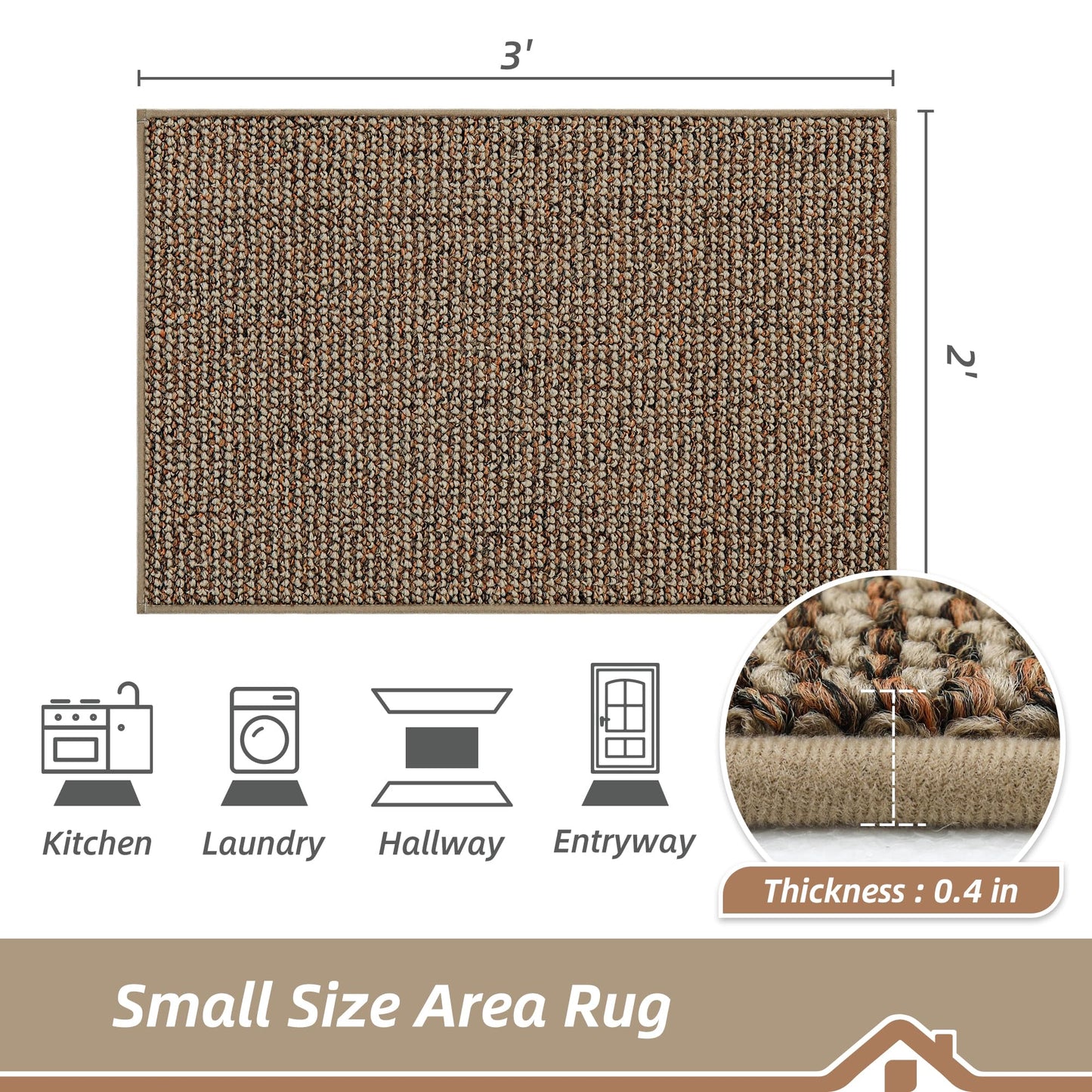 BEQHAUSE 2x3 Entryway Rug Indoor Door Mat Non-Slip Washable, Hallway Rugs Absorbent & Stain Resistant Hall Carpet Runner Rugs for Entryway, Front Door Floor Mats Laundry Room Rugs for Entry, Taupe