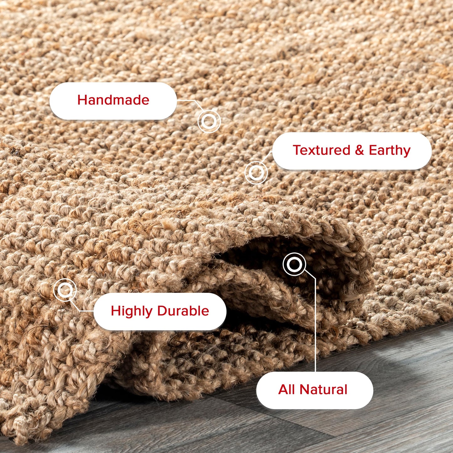 Nuloom Ashli Hand Woven, Natural, 7'6" x 9'6", Farmhouse, Jute, Soft and Textured, High Traffic, Stain Resistant, Easy Clean, Durable Area Rug for Bedroom, Living Room, Dining, Den, Foyer, Entryway