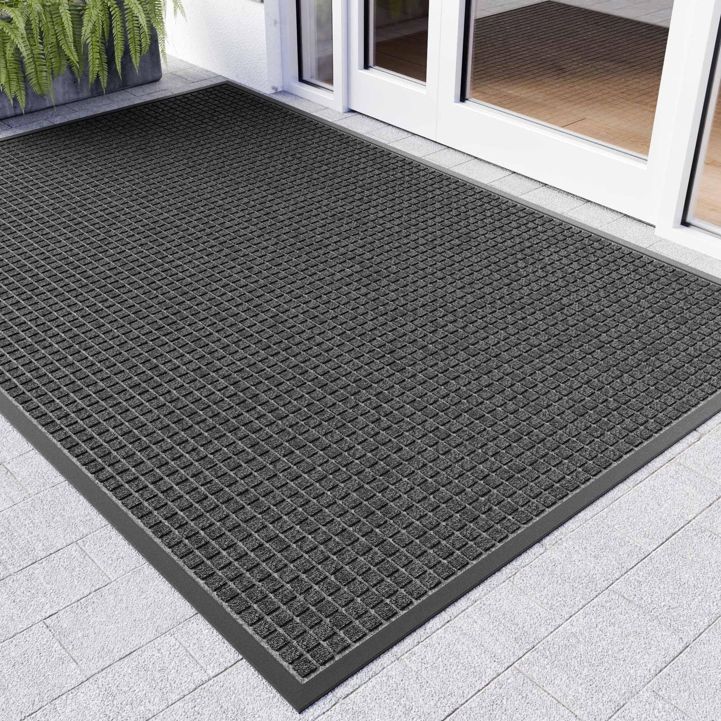 100pointONE Sturdy Indoor Outdoor Front Door Mat Outside Entrance, Extra Large 72" x 36" Doormat for Entryway, Non Slip Backing Welcome Floor Mats for Entry Patio Porch, Low Profile, Grey