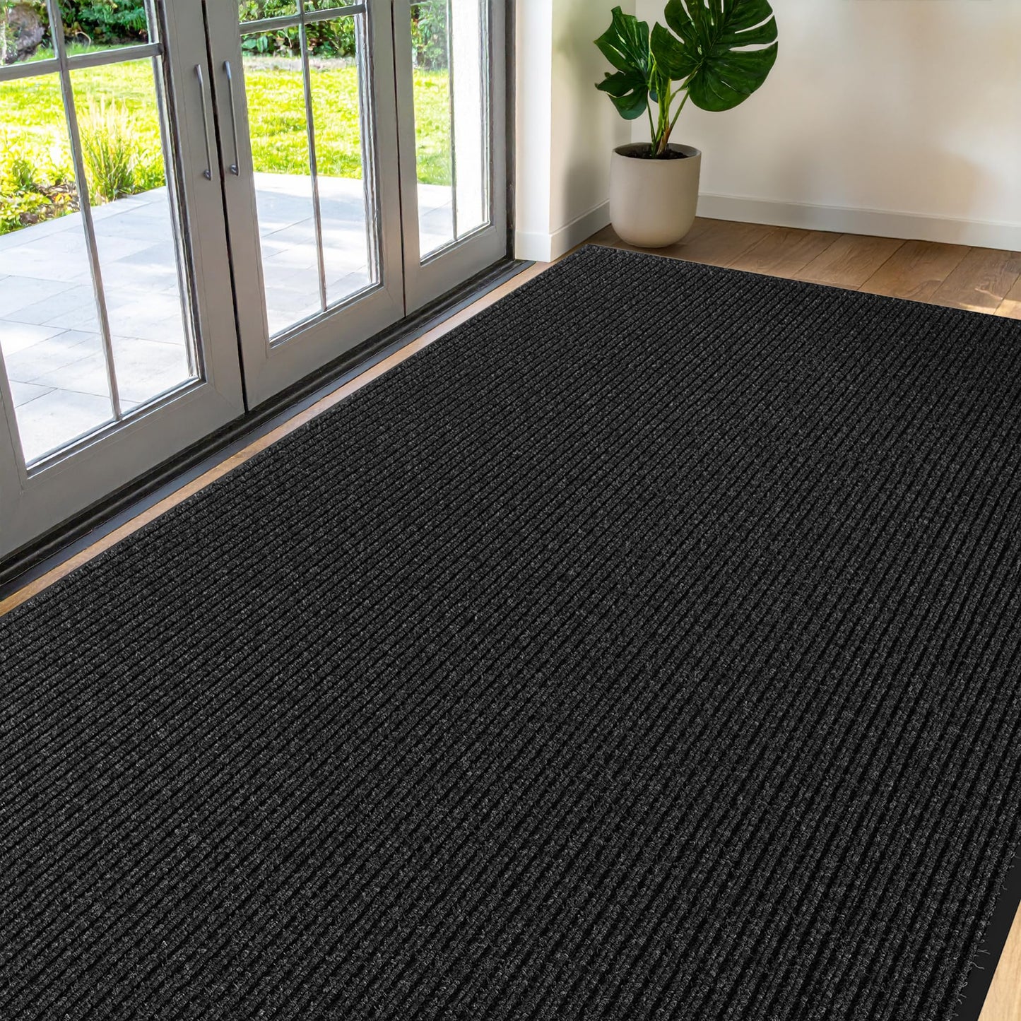 Commercial Door Mat 4'x8' Charcoal, Heavy Duty Industrial Floor Mat for High Traffic Areas, Nonslip Rubber Backing, Large Door Mat for Indoor Entrance or Business Entryway.