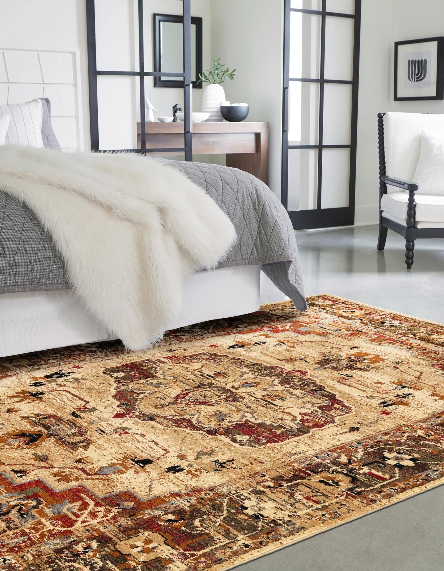 Unique Loom Saturn Collection Area Rug - Outlook (Rectangular 4' 0" x 6' 0", Cream/ Black)