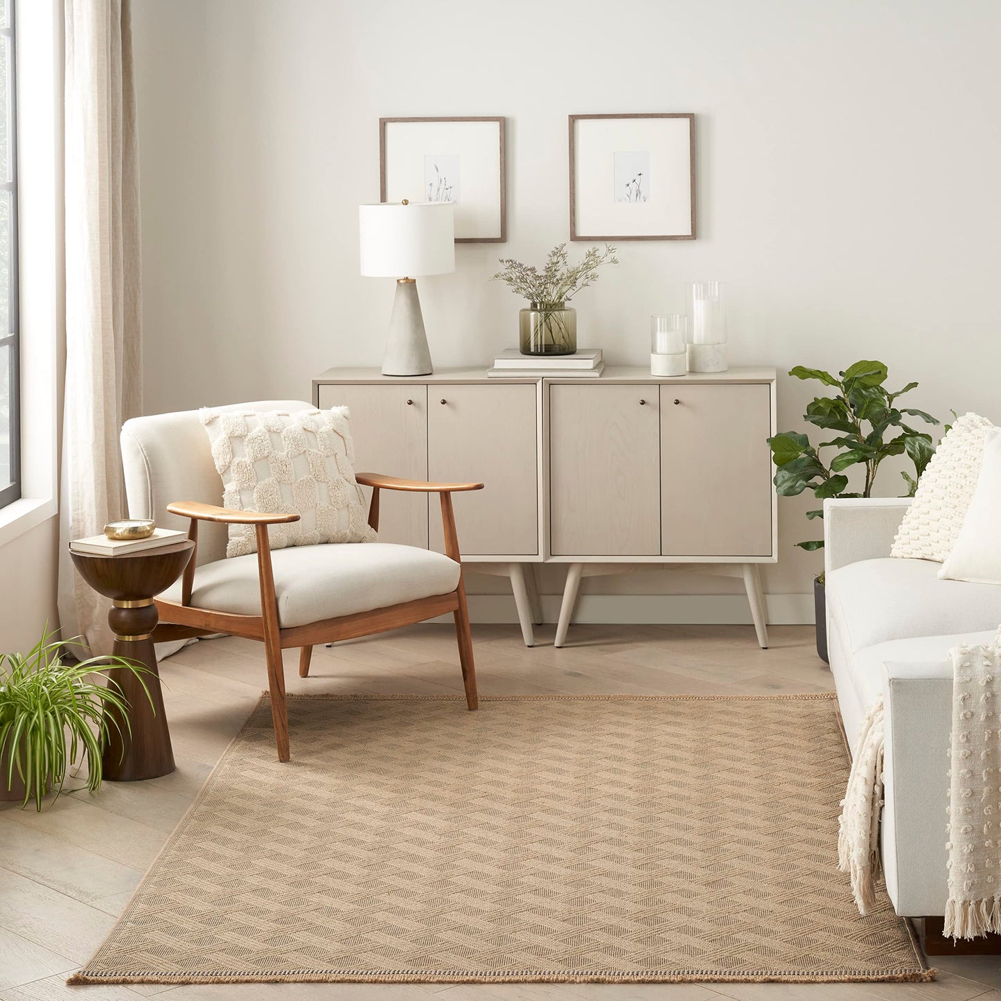Nourison Home Washable Jute Natural 7'10" x 9'10" Area Rug - Easy Clean, Non Shedding, Bed Room, Living Room, Dining Room, Kitchen (8' x 10')