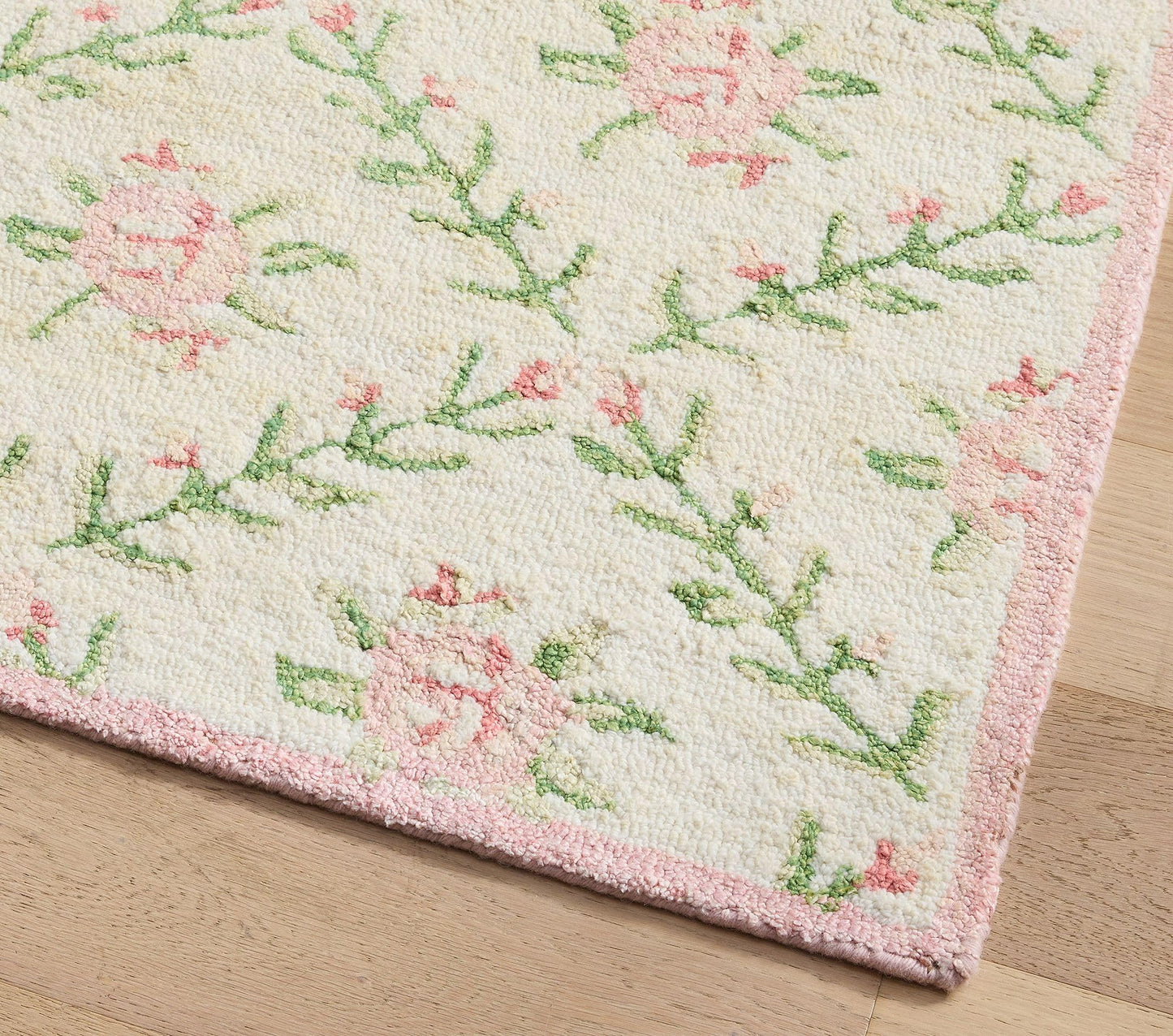 Anthrofy Brix Area Rug – 5’ x 8' – Handmade Wool Area Rugs – Floral Pink – Rugs for Living Room, Bedroom – Anti-Skid – Carpets with Non-Slip Natural Backing with 100% Cotton