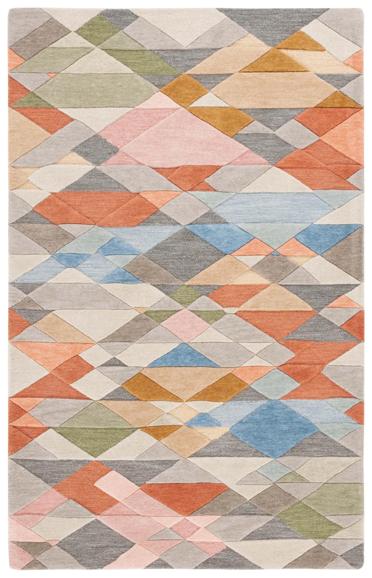 Safavieh Rodeo Drive Collection Area Rug - 4' x 6', Grey & Blush, Geometric Design, Handmade Wool, Ideal for High Traffic Areas in Living Room, Bedroom, Dining (RD454F-4)