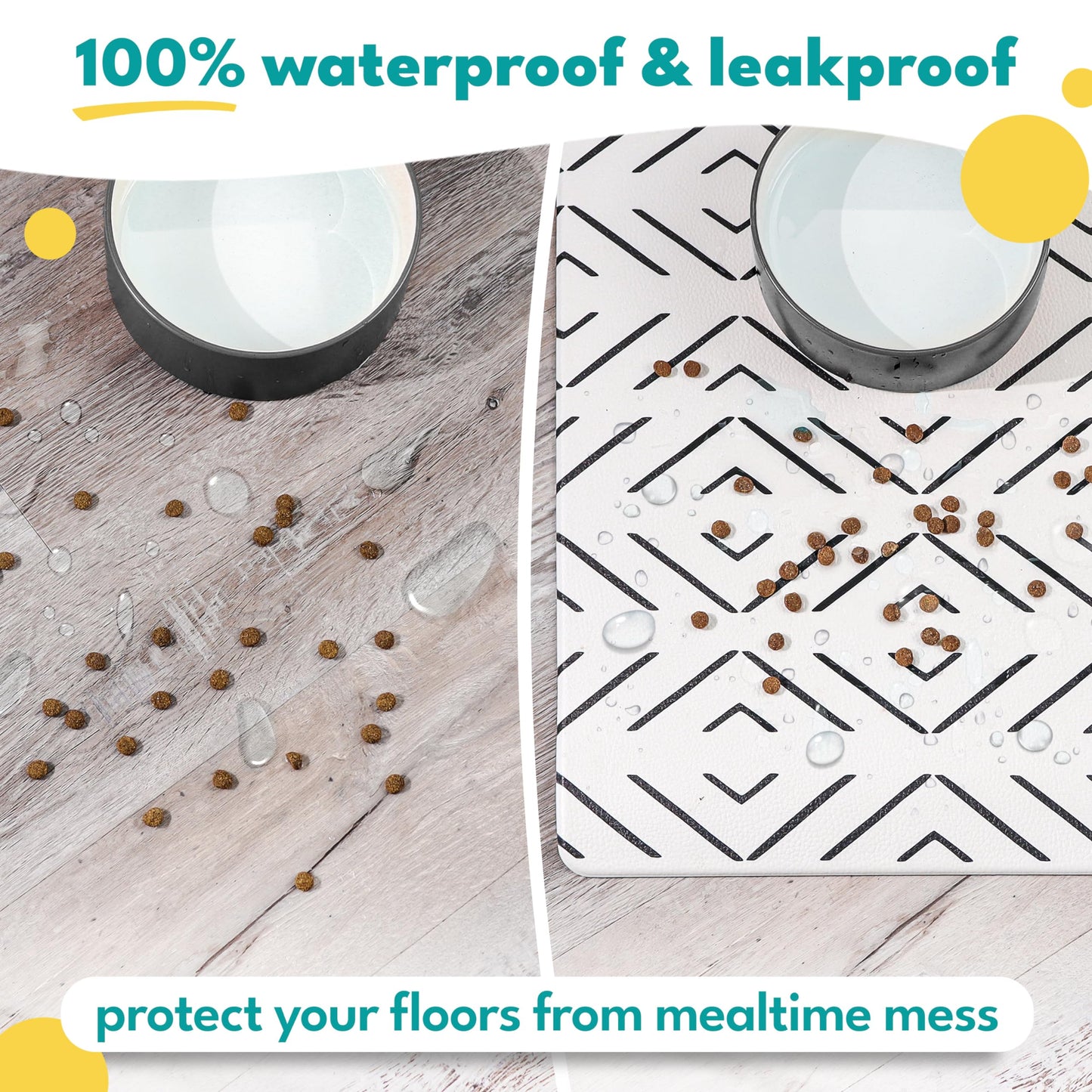 NALALAS Dog Mat for Food and Water, Cat Feeding Mat | Waterproof Dog Bowl Mat | Non-Slip Pet Food Mat for Floors | Pet Mats for Food and Water | Easy to Clean