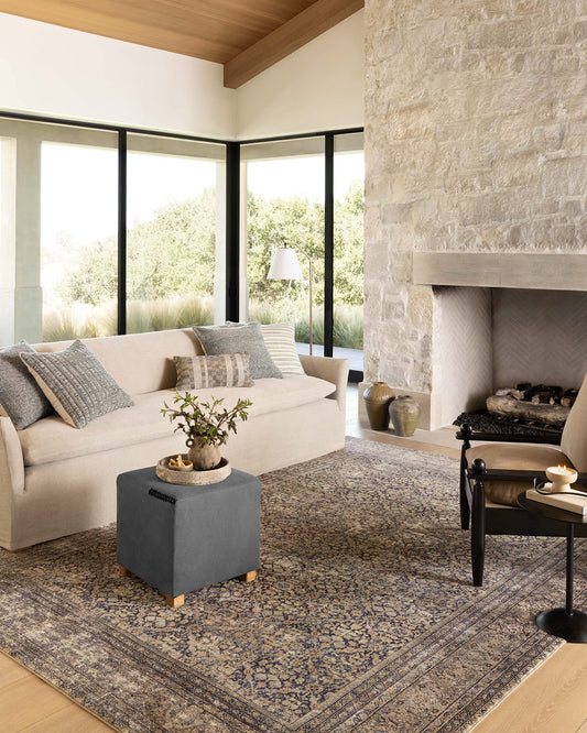 Loloi Amber Lewis Morgan Collection MOG-03 Denim/Multi 7'-3" x 9'-3" 38" Thick Area Rug feat. CloudPile, Neutral, Room Décor, Vintage Inspired, Livingroom, Bedroom, Dining Area