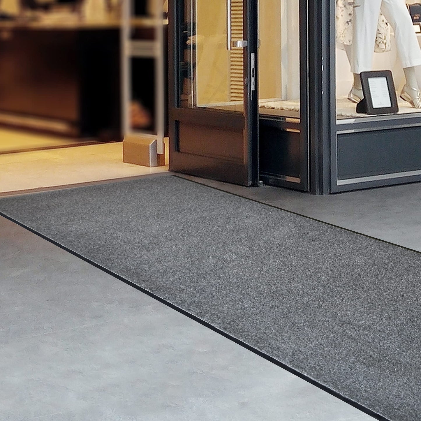 iCustomRug Heavy Duty Interior/Exterior Waterproof Utility Plush Pile Vinyl Back Runner,Mats,Area Rug, Non-Slip,70 Custom Sizes for Doorway,Balcony,Hallway,Commercial,Retail Space 3' X 20' Grey