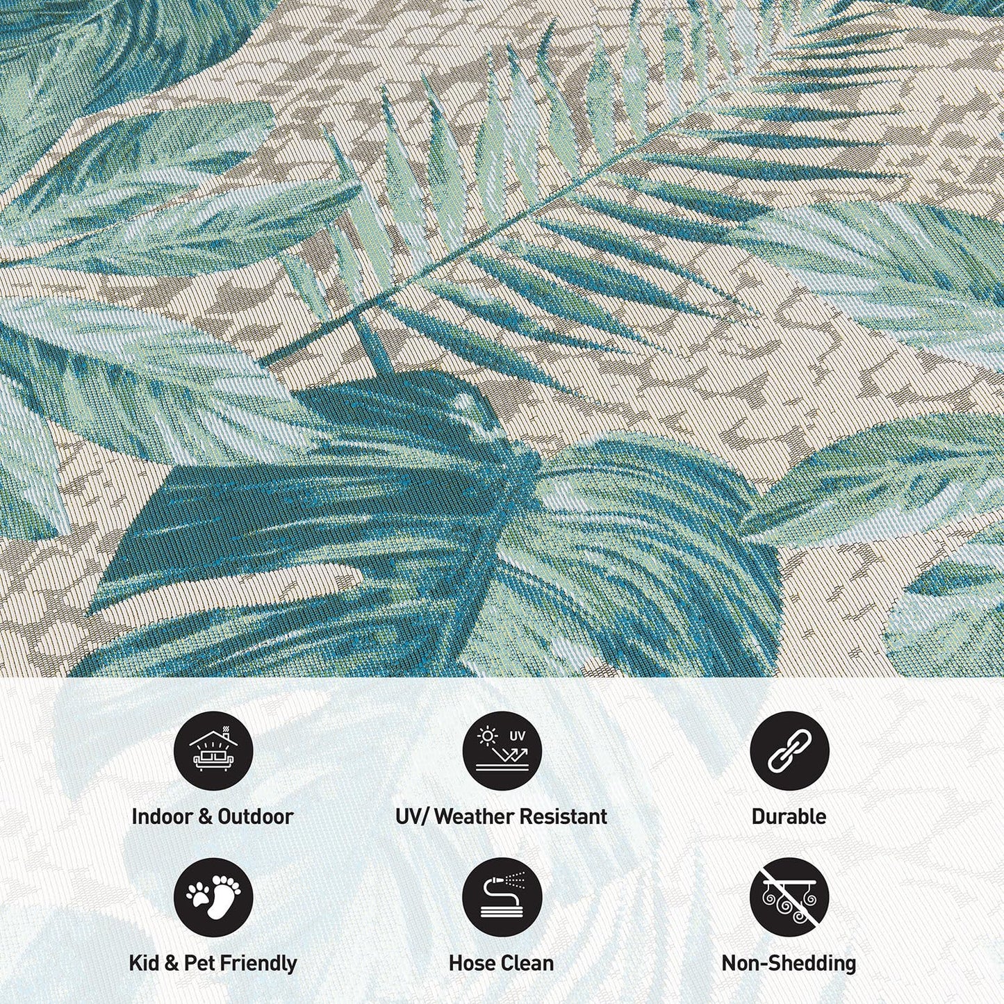 Rugshop Blue Contemporary Tropical Floral Indoor/Outdoor Area Rug — Weather Resistant for Living Room, Dining Room and Bedroom, 5'3" x 7'