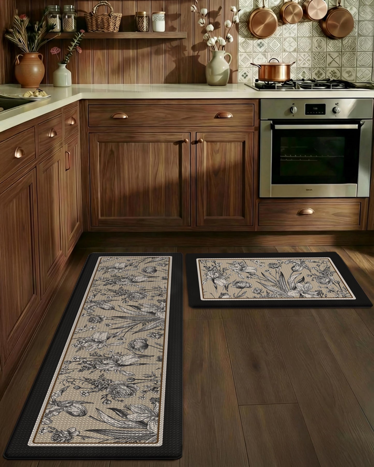 LUMI Anti Fatigue Kitchen Cushioned Mat for Floor, Padded Waterproof Runner for Standing, Stain Resistant Comfort Rugs for Home, Sink, Laundry, 24x108
