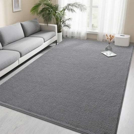 Foxmas Modern Area Rugs for Living Room Bedroom, 4x6 ft Grey Soft Memory Foam Rug, Washable Aesthetic Minimalist Non-Slip Indoor Carpet for Kids Boys Girls Dorm Home Decor