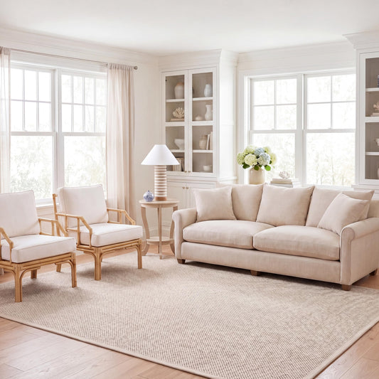 SAFAVIEH Area Rug 8x10 - Natural Fiber Collection - Large - Marble & Beige, Sisal, Woven Design with Border (NF143C)